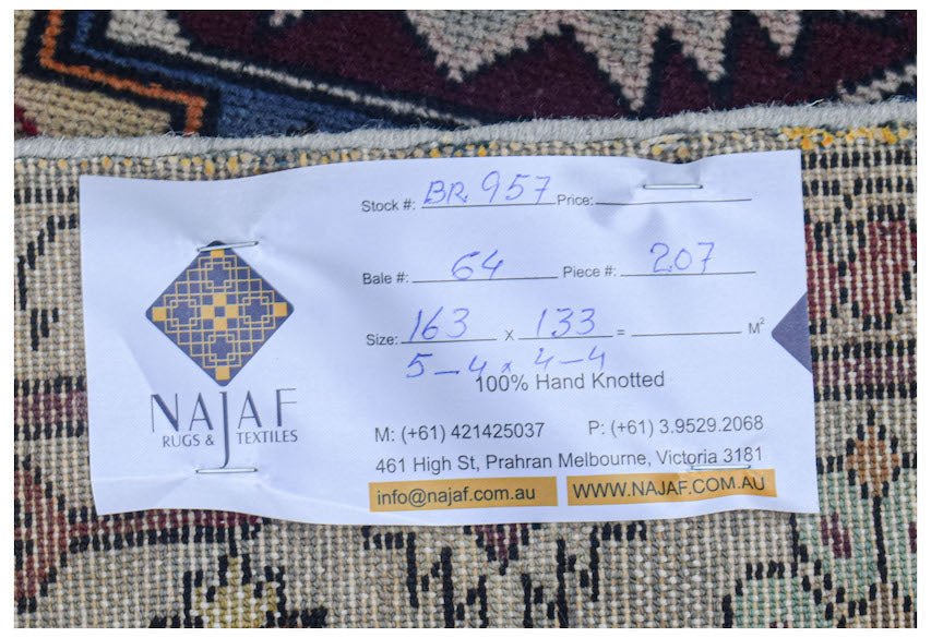 Handmade Vintage Caucasian Rug | 163 x 133 cm | 5'4" x 4'4" - Najaf Rugs & Textile