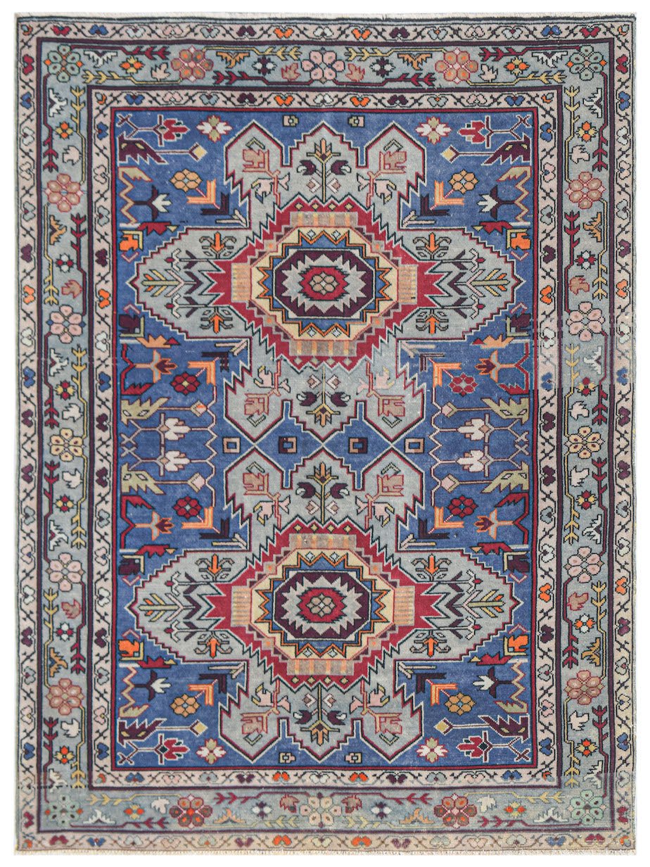 Handmade Vintage Caucasian Rug | 163 x 133 cm | 5'4" x 4'4" - Najaf Rugs & Textile