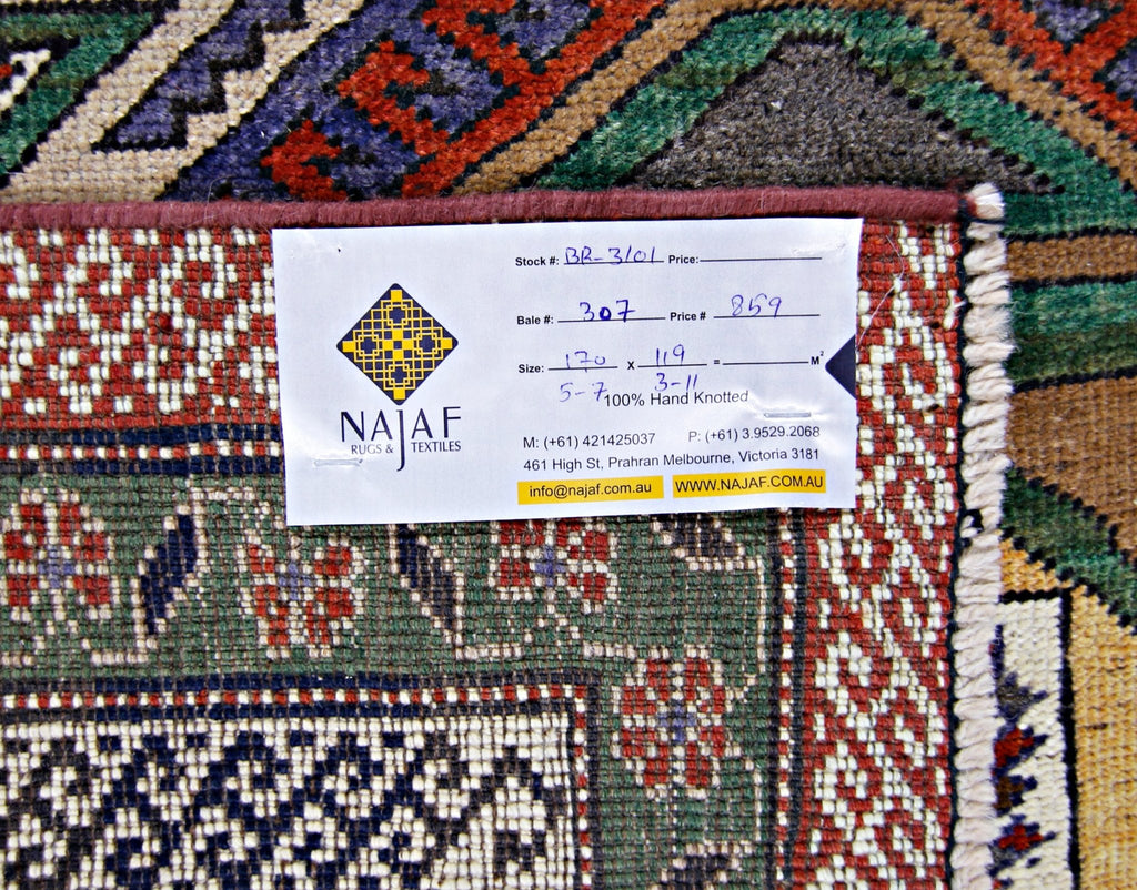 Handmade Vintage Caucasian Rug | 170 x 119 cm | 5'7" x 3'11" - Najaf Rugs & Textile