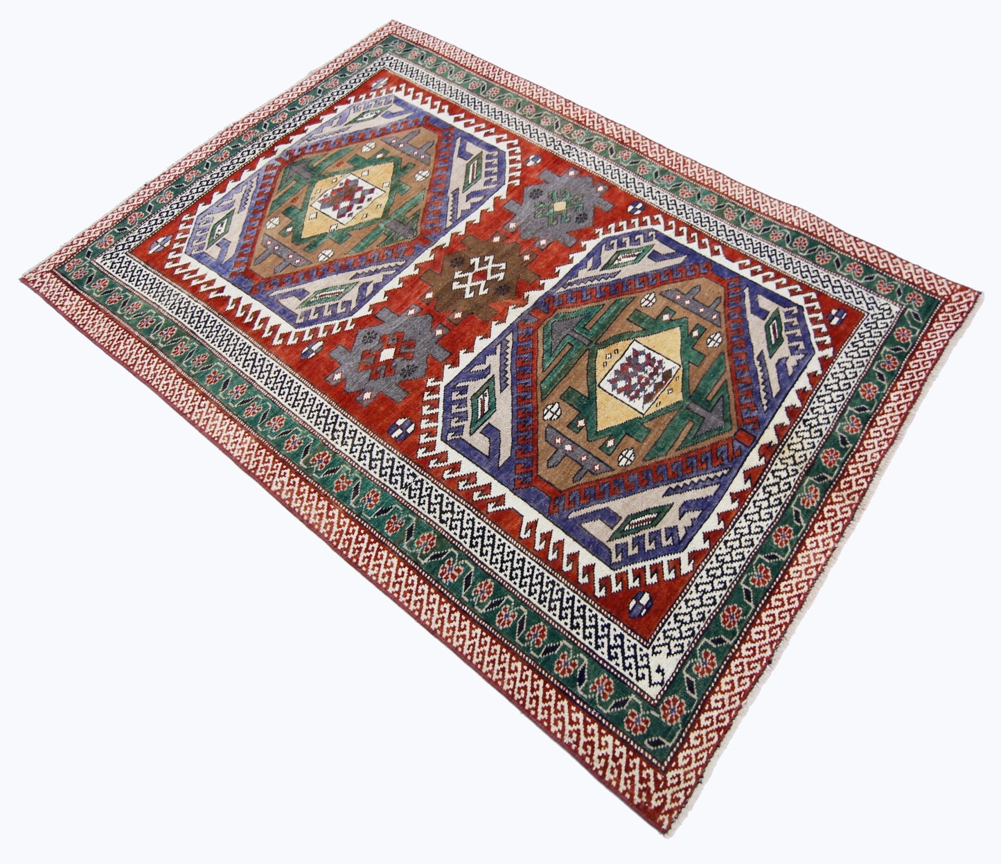 Handmade Vintage Caucasian Rug | 170 x 119 cm | 5'7" x 3'11" - Najaf Rugs & Textile