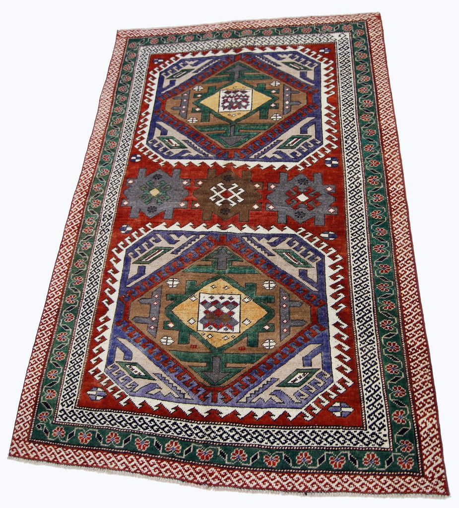 Handmade Vintage Caucasian Rug | 170 x 119 cm | 5'7" x 3'11" - Najaf Rugs & Textile