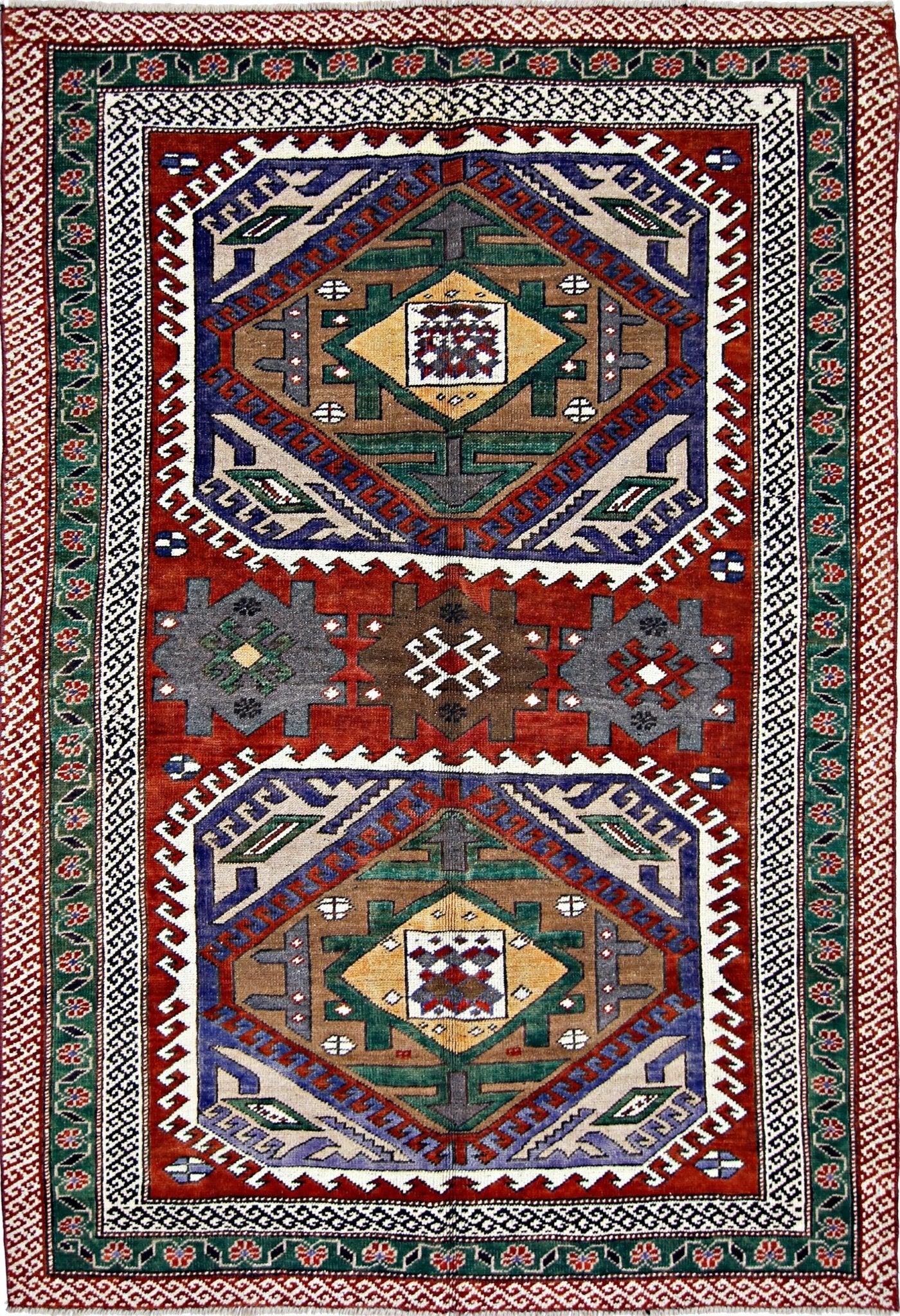 Handmade Vintage Caucasian Rug | 170 x 119 cm | 5'7" x 3'11" - Najaf Rugs & Textile
