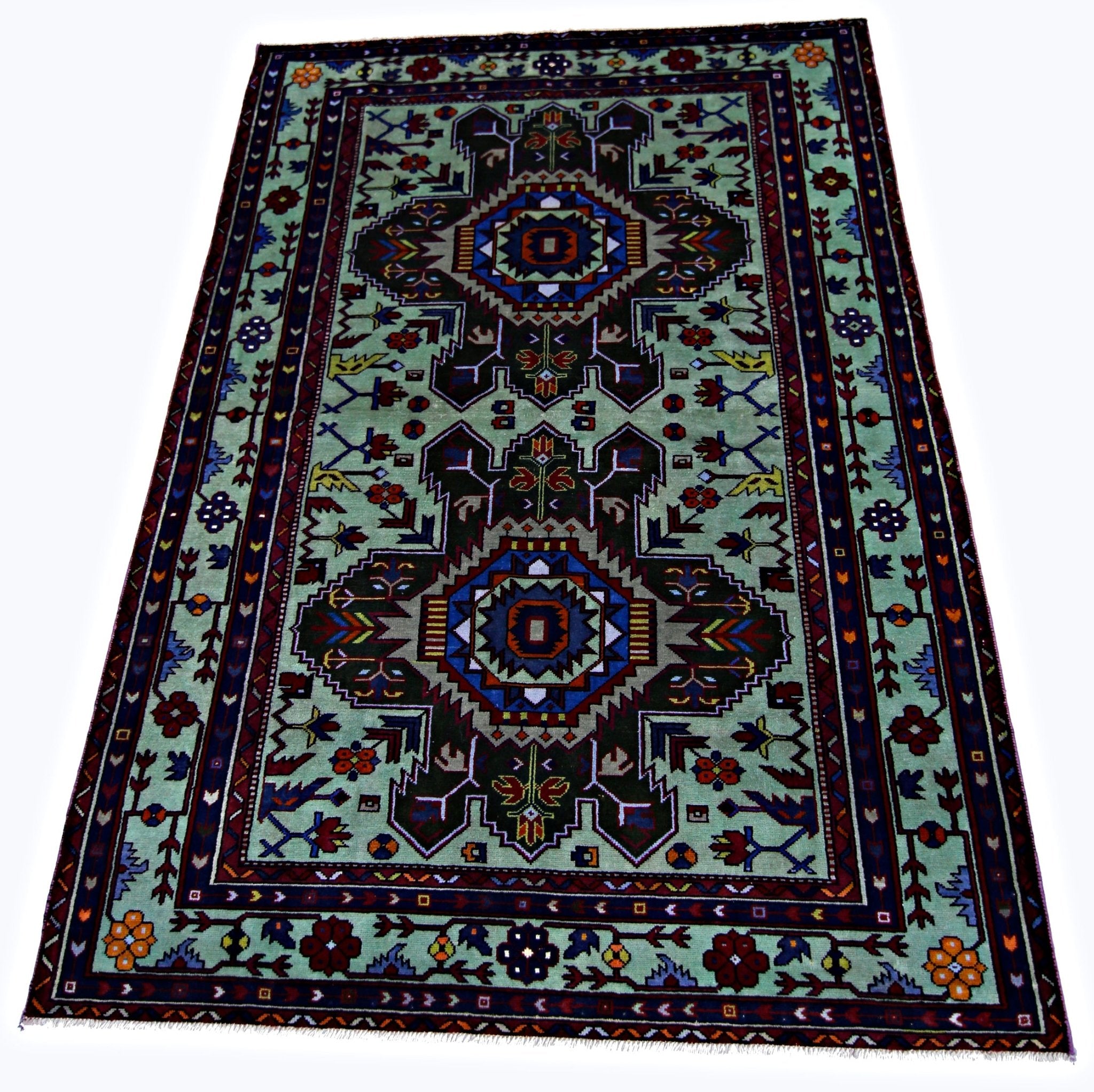 Handmade Vintage Caucasian Rug | 172 x 126 cm | 5'8" x 4'1" - Najaf Rugs & Textile