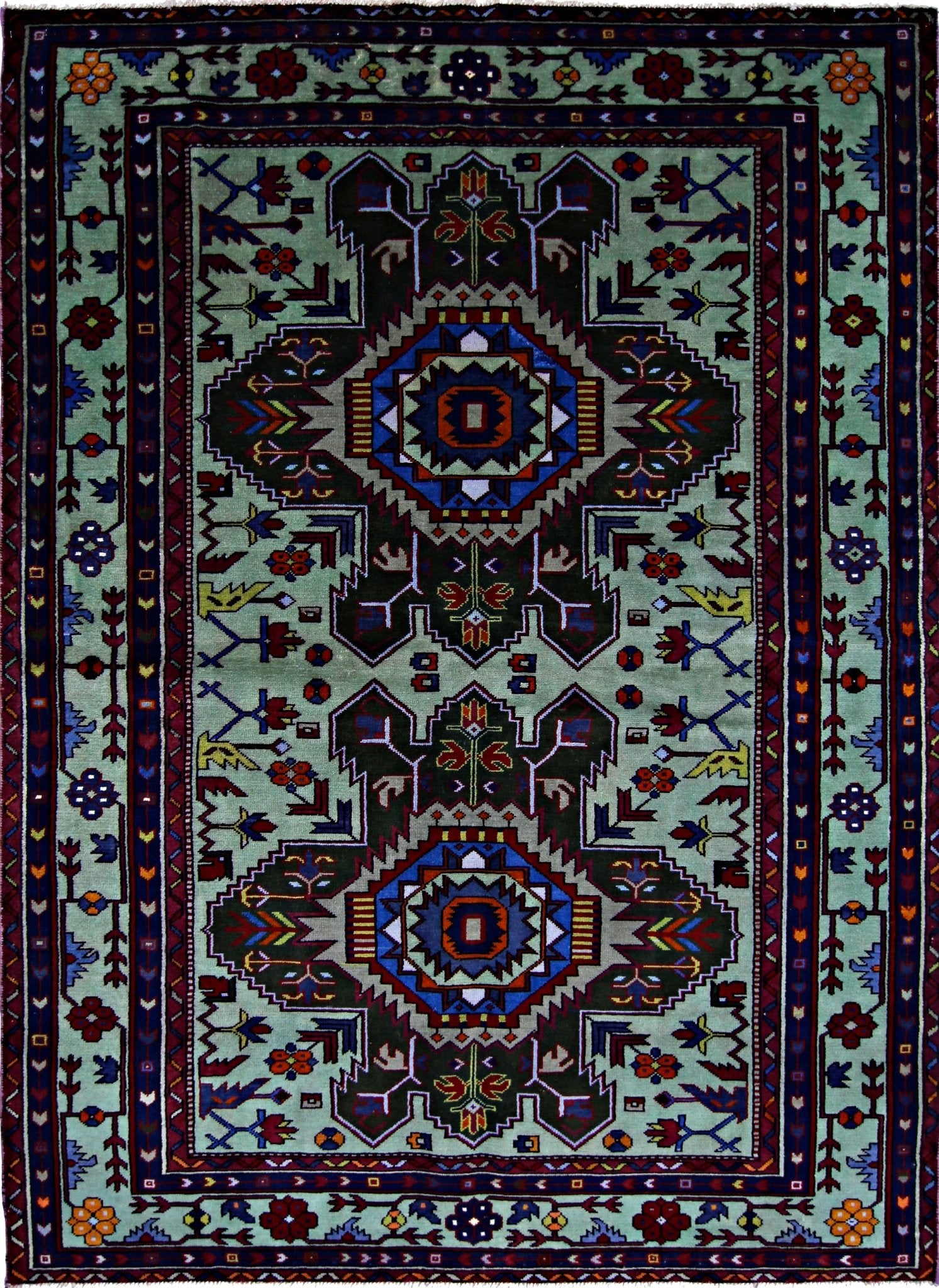 Handmade Vintage Caucasian Rug | 172 x 126 cm | 5'8" x 4'1" - Najaf Rugs & Textile