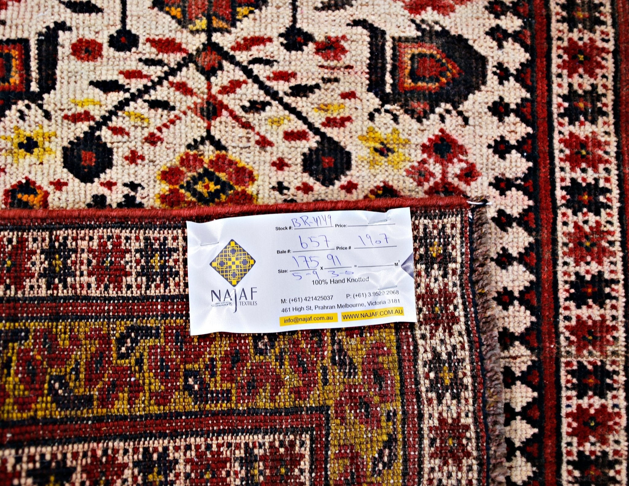 Handmade Vintage Caucasian Rug | 175 x 91 cm | 5'9" x 3' - Najaf Rugs & Textile