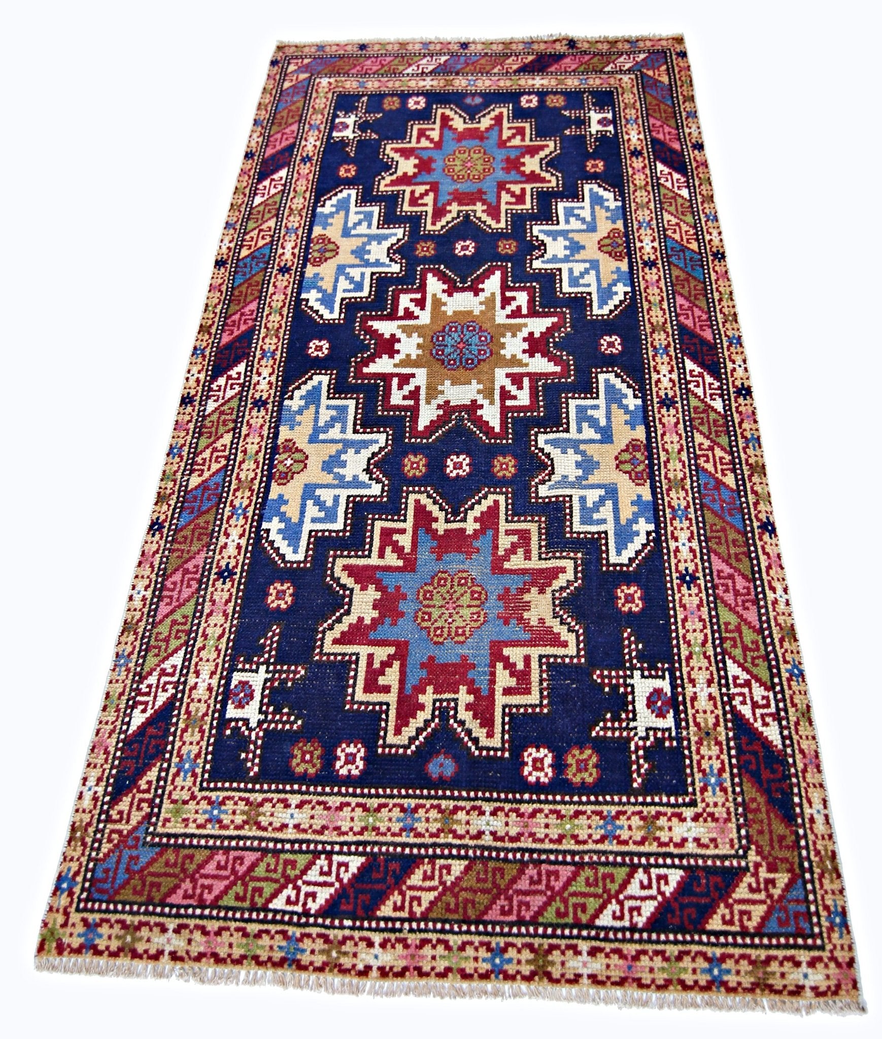 Handmade Vintage Caucasian Rug | 177 x 93 cm | 5'10" x 3'1" - Najaf Rugs & Textile