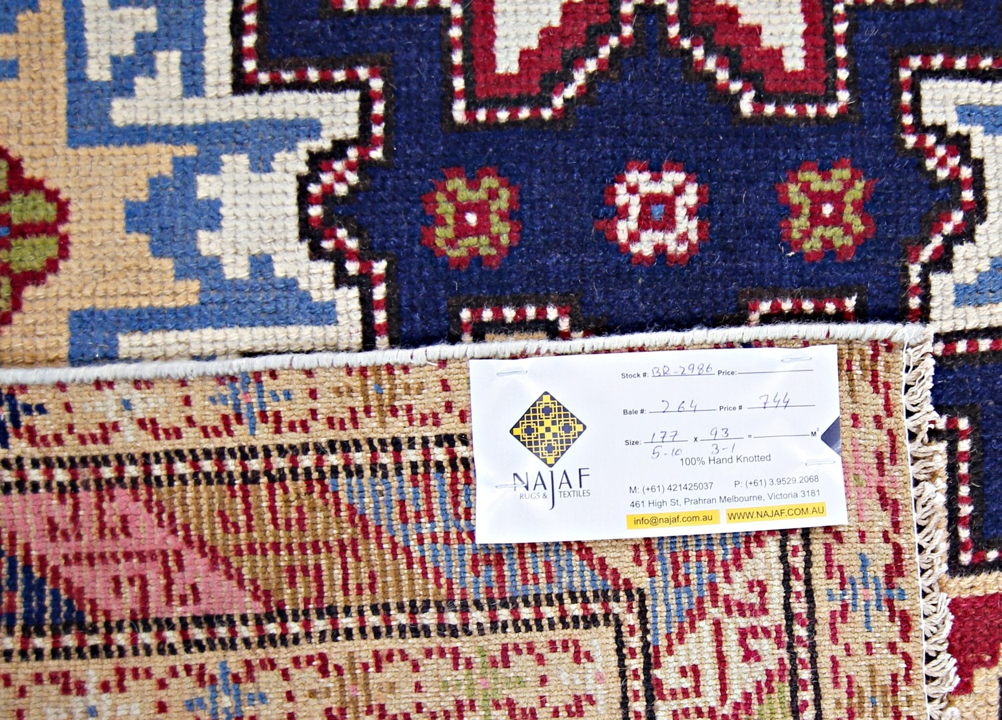 Handmade Vintage Caucasian Rug | 177 x 93 cm | 5'10" x 3'1" - Najaf Rugs & Textile
