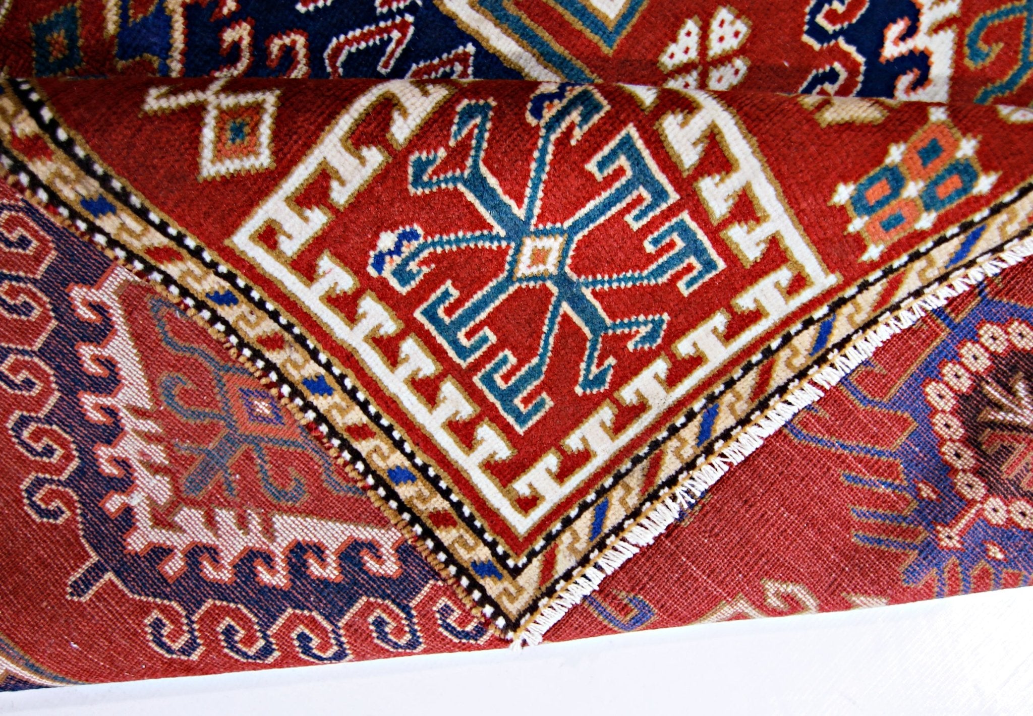 Handmade Vintage Caucasian Rug | 184 x 105 cm | 6' x 3'5" - Najaf Rugs & Textile
