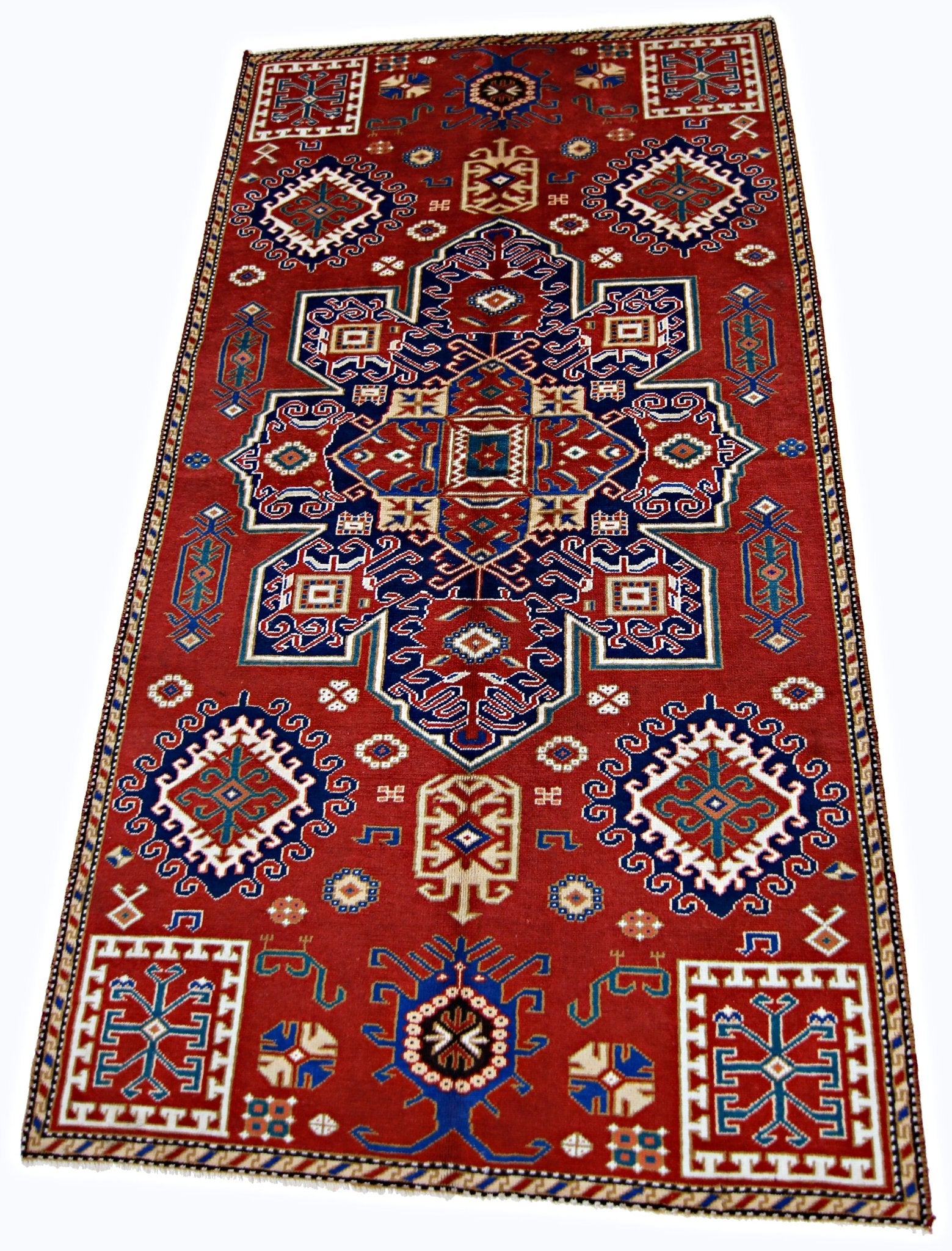 Handmade Vintage Caucasian Rug | 184 x 105 cm | 6' x 3'5" - Najaf Rugs & Textile