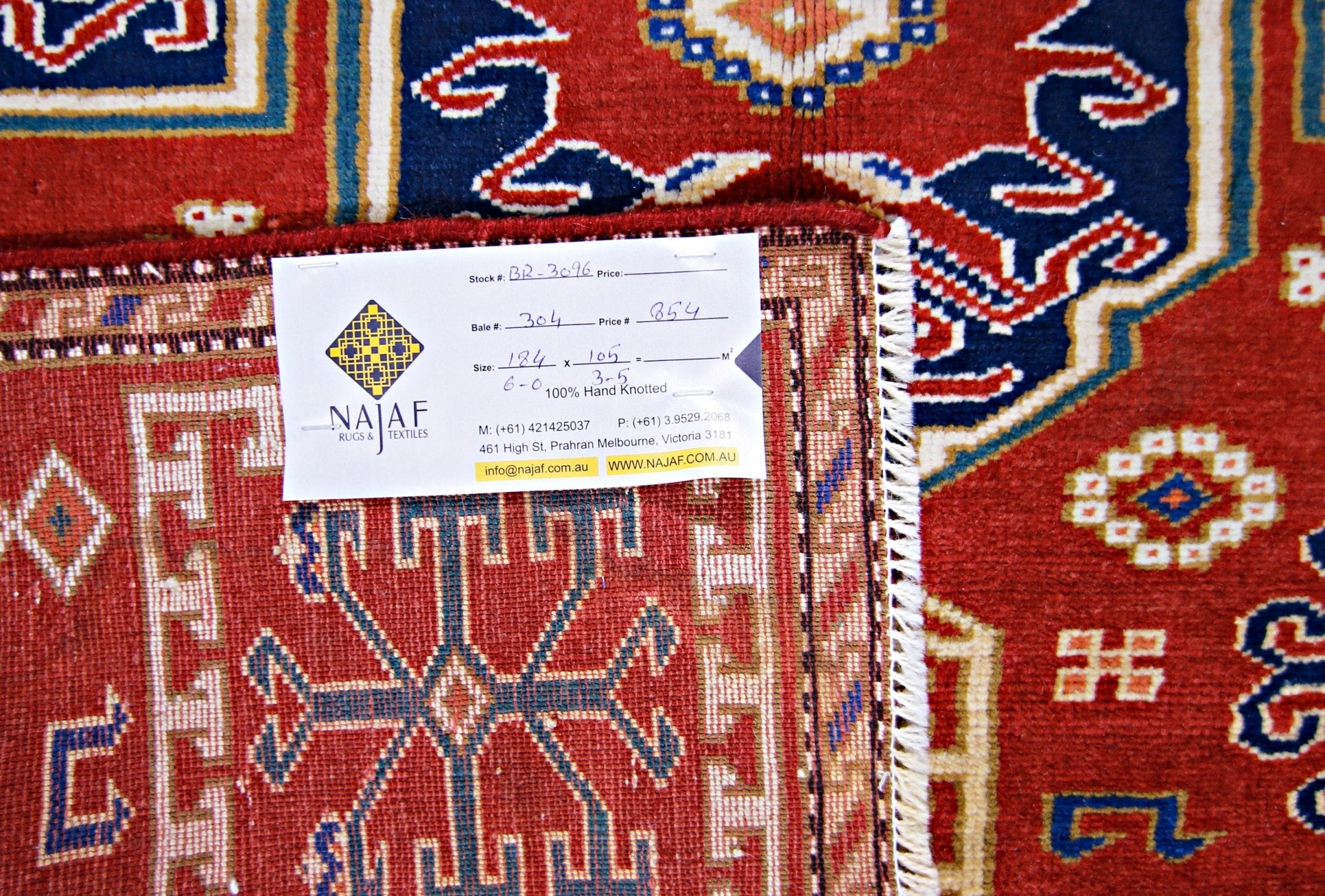 Handmade Vintage Caucasian Rug | 184 x 105 cm | 6' x 3'5" - Najaf Rugs & Textile