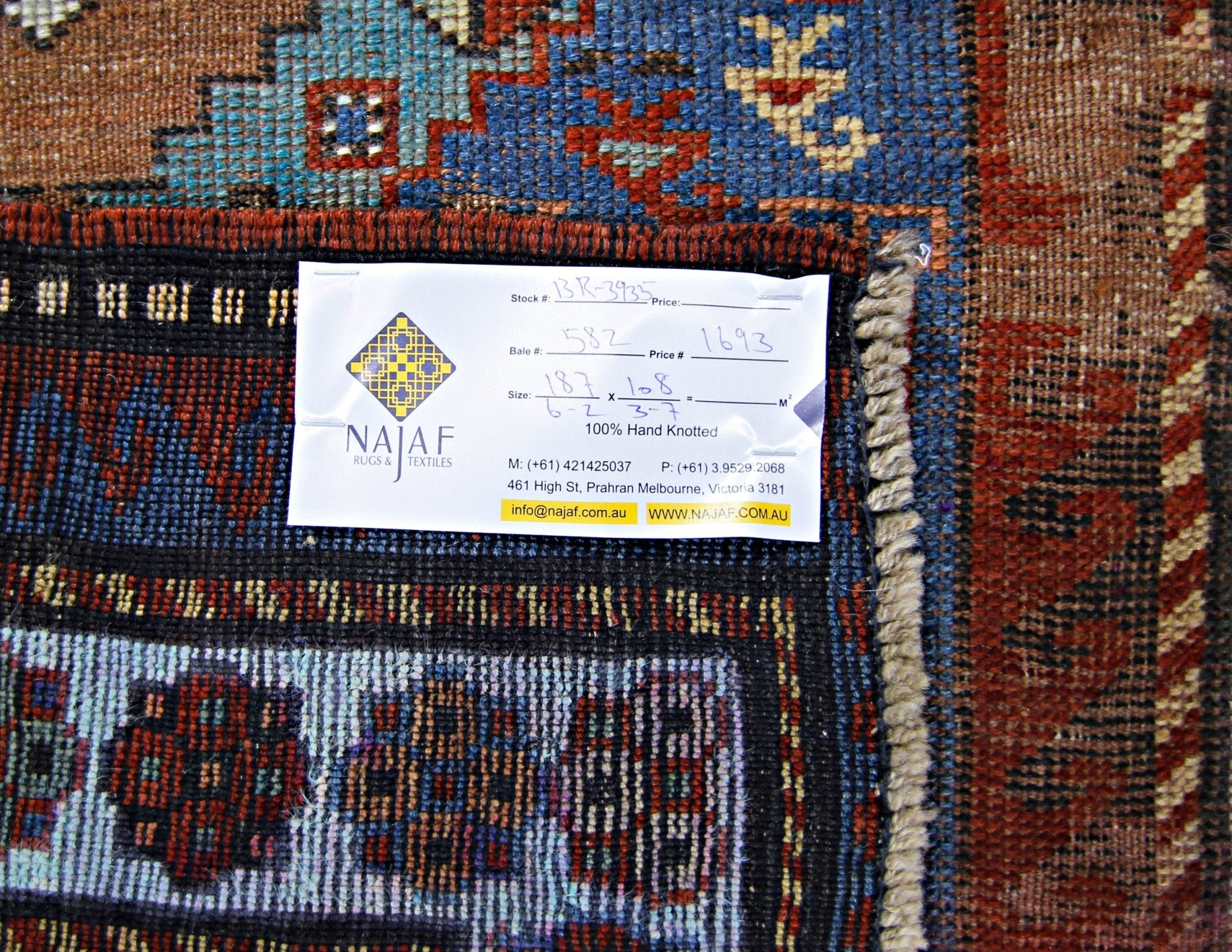 Handmade Vintage Caucasian Rug | 187 x 108 cm | 6'2" x 3'7" - Najaf Rugs & Textile