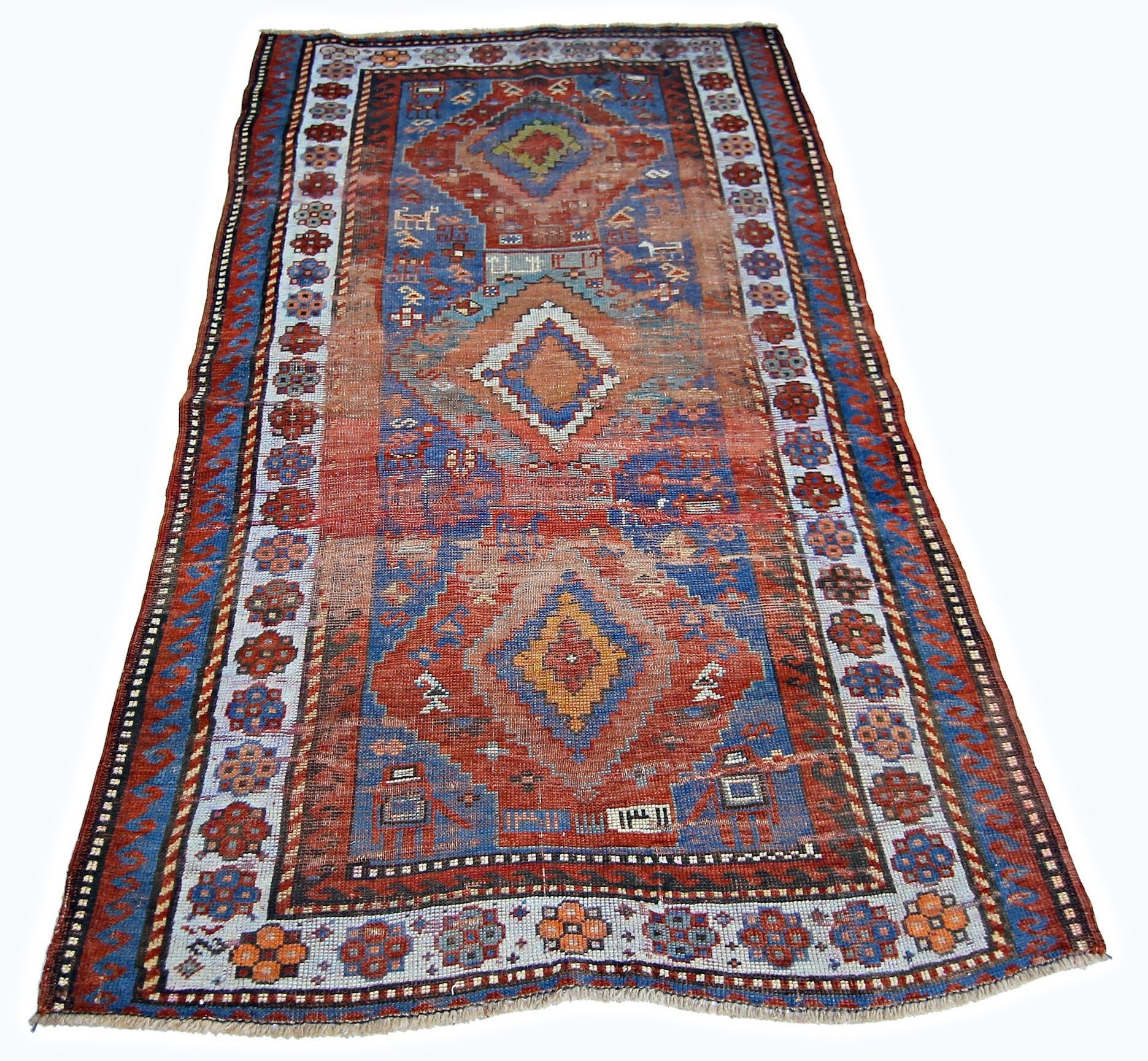 Handmade Vintage Caucasian Rug | 187 x 108 cm | 6'2" x 3'7" - Najaf Rugs & Textile
