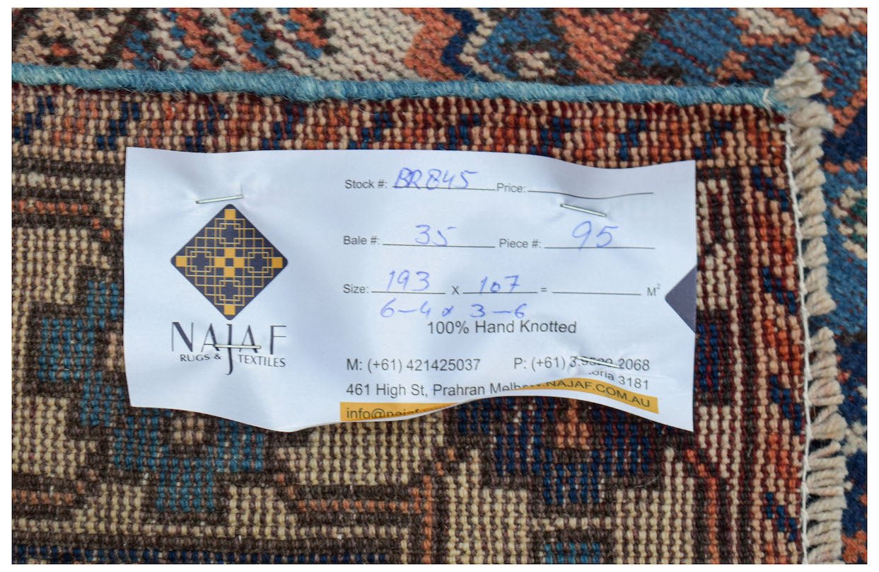 Handmade Vintage Caucasian Rug | 193 x 107 cm | 6'4" x 3'6" - Najaf Rugs & Textile