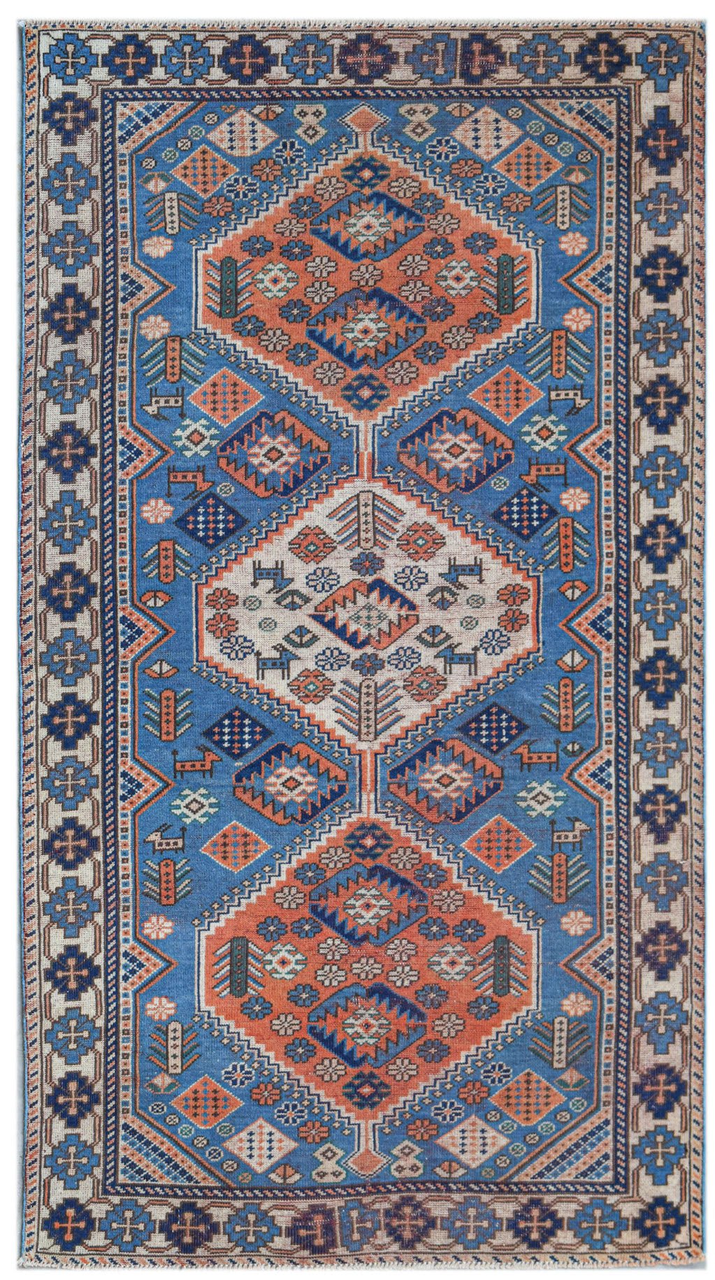 Handmade Vintage Caucasian Rug | 193 x 107 cm | 6'4" x 3'6" - Najaf Rugs & Textile