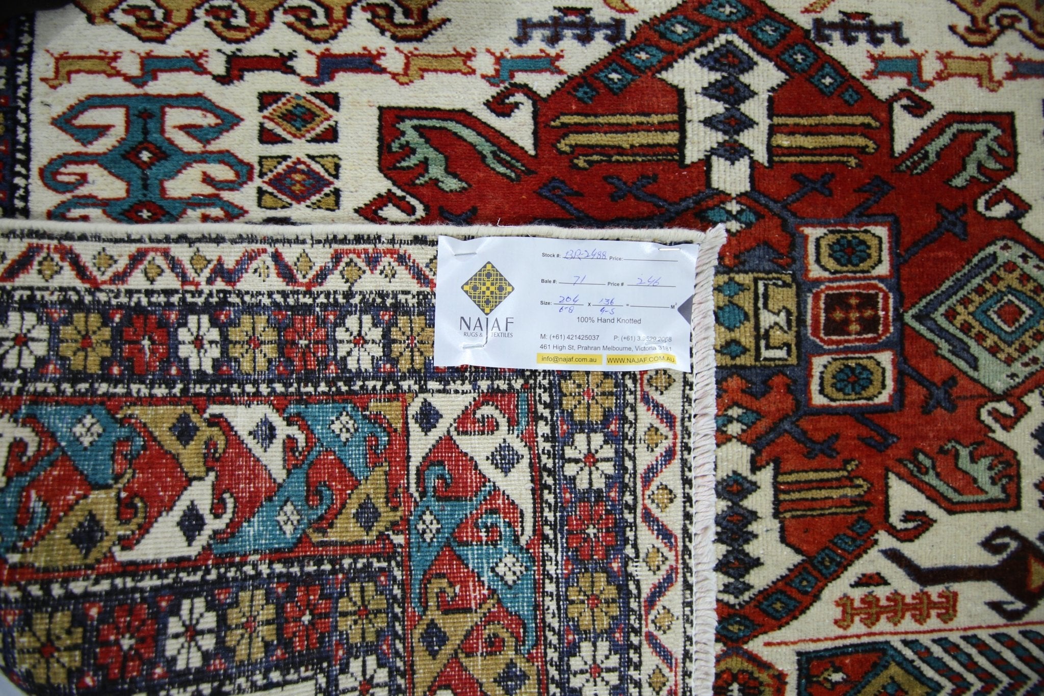 Handmade Vintage Caucasian Rug | 204 x 136 cm | 6'8" x 4'5" - Najaf Rugs & Textile