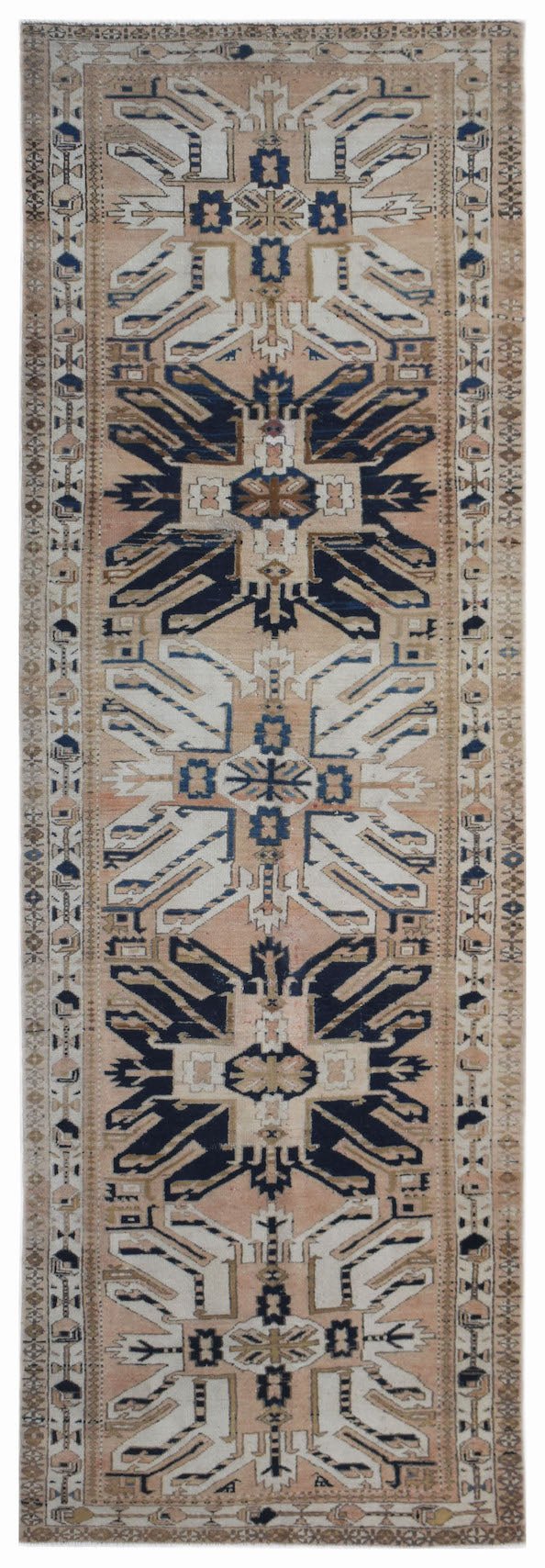 Handmade Vintage Caucasus Eagle Kazak Hallway Runner | 310 x 104 cm | 10'2" x 3'5" - Najaf Rugs & Textile