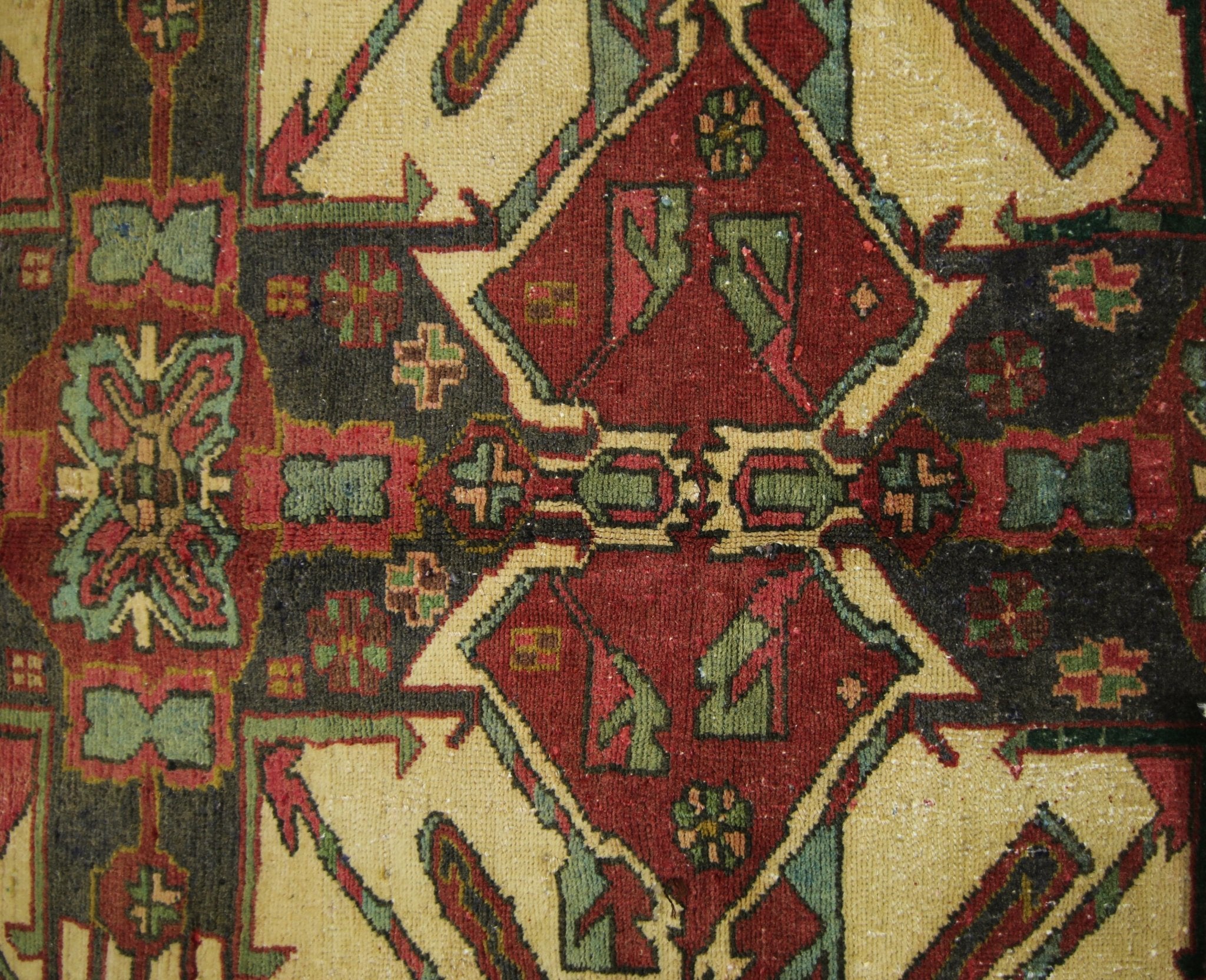 Handmade Vintage Caucasus Eagle Kazak Rug | 177 x 146 cm | 5'10" x 4'10" - Najaf Rugs & Textile