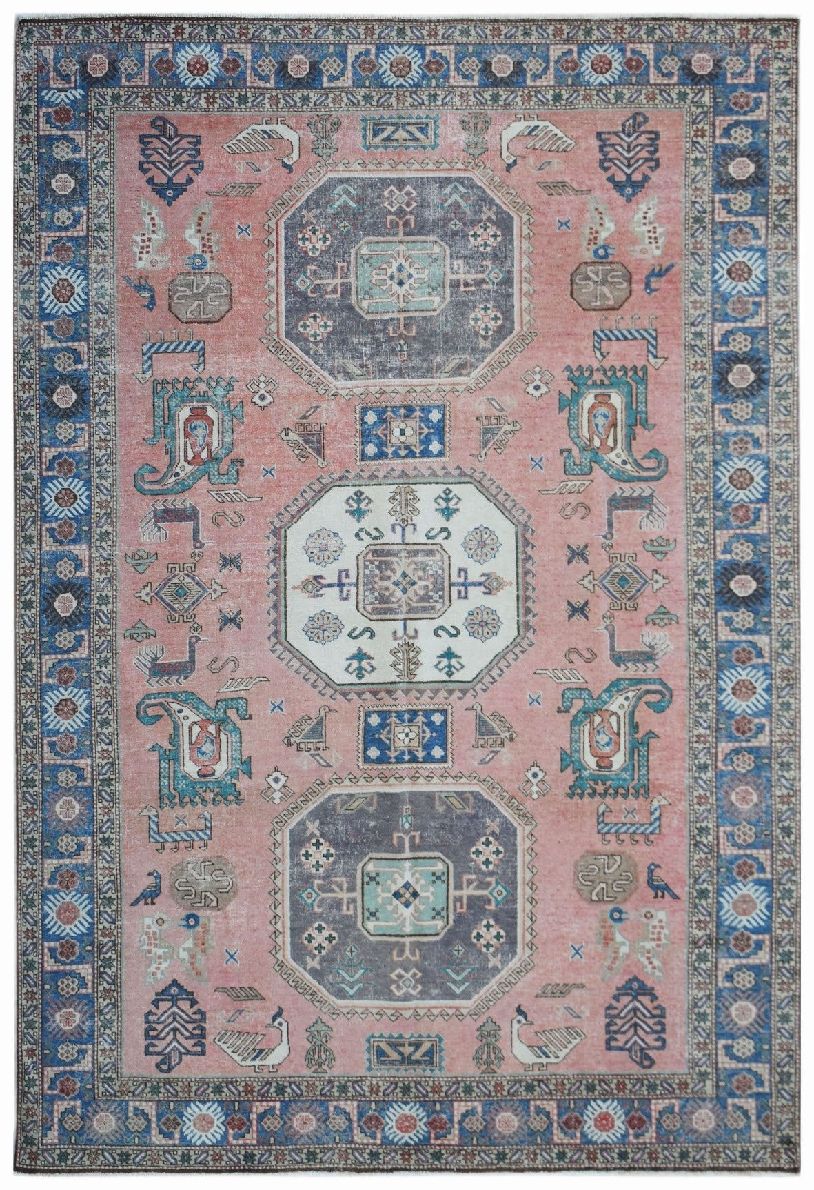 Handmade Vintage Caucasus Rug | 296 x 197 cm | 9'9" x 6'6" - Najaf Rugs & Textile