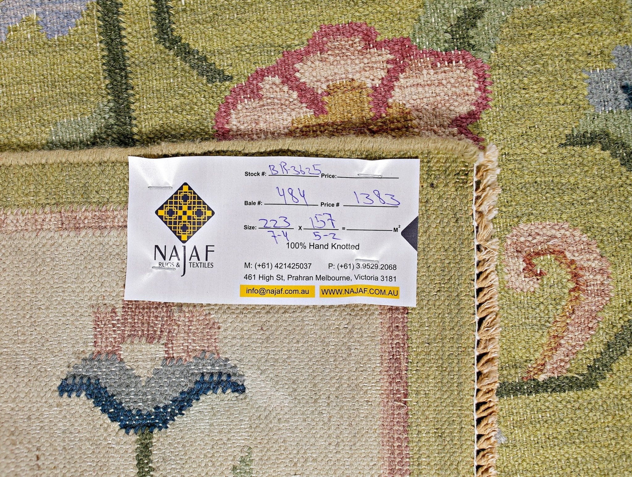 Handmade Vintage Floral Indian Kilim | 223 x 157 cm | 7'4" x 5'2" - Najaf Rugs & Textile