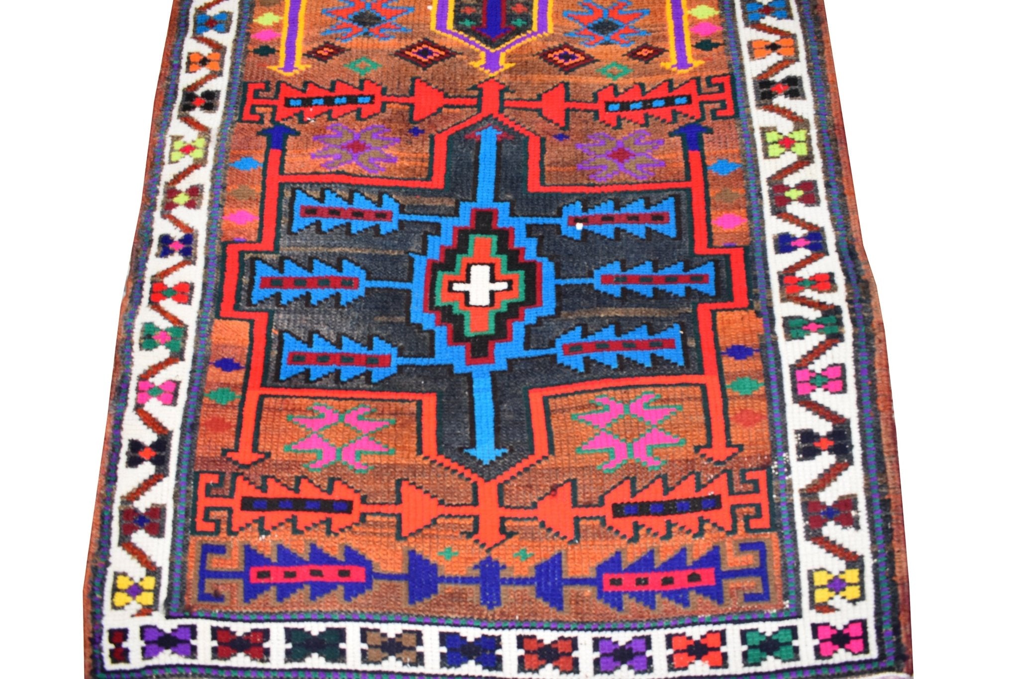 Handmade Vintage Kurdish Herki Hallway Runner | 311 x 89 cm | 10'2" x 2'9" - Najaf Rugs & Textile