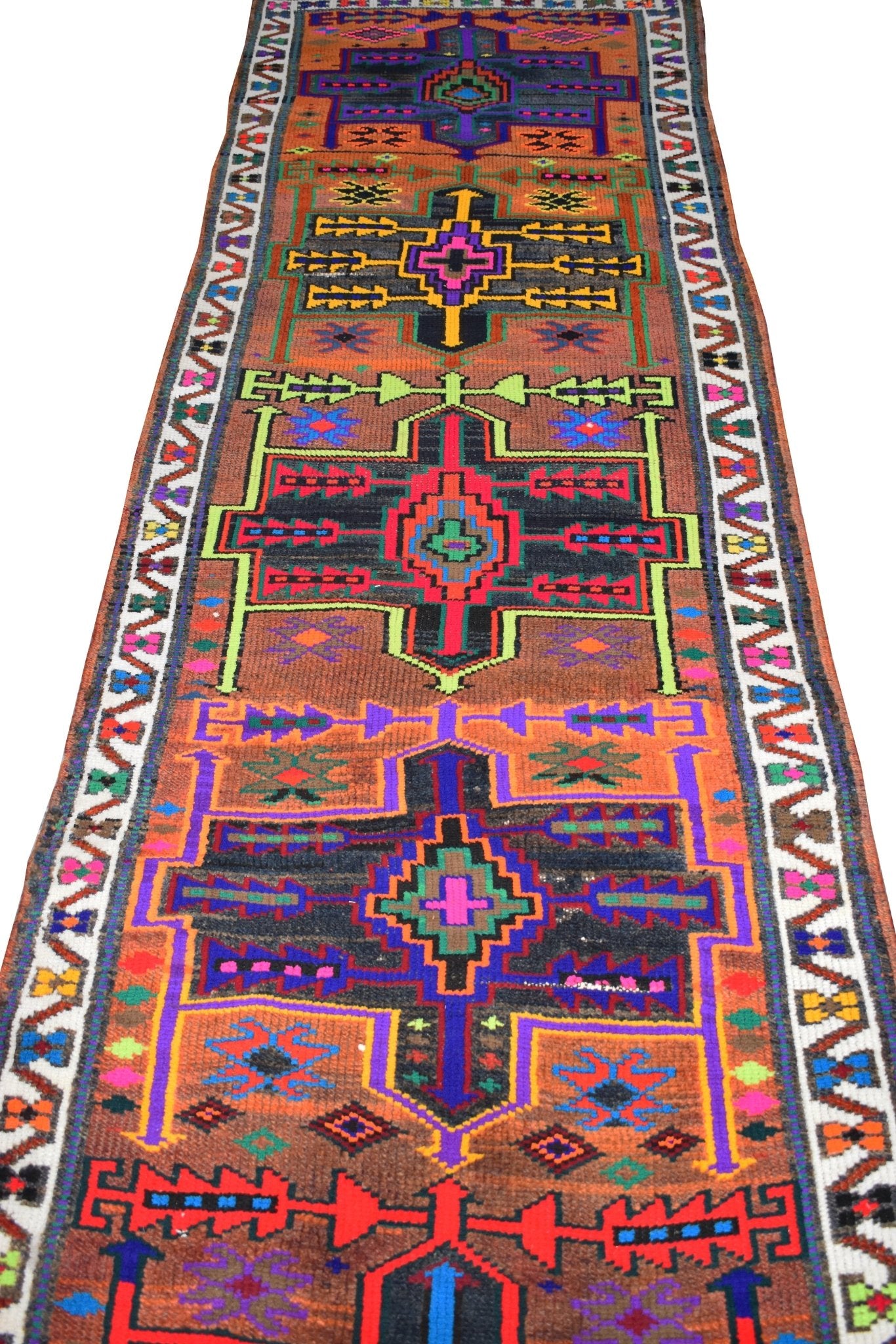 Handmade Vintage Kurdish Herki Hallway Runner | 311 x 89 cm | 10'2" x 2'9" - Najaf Rugs & Textile