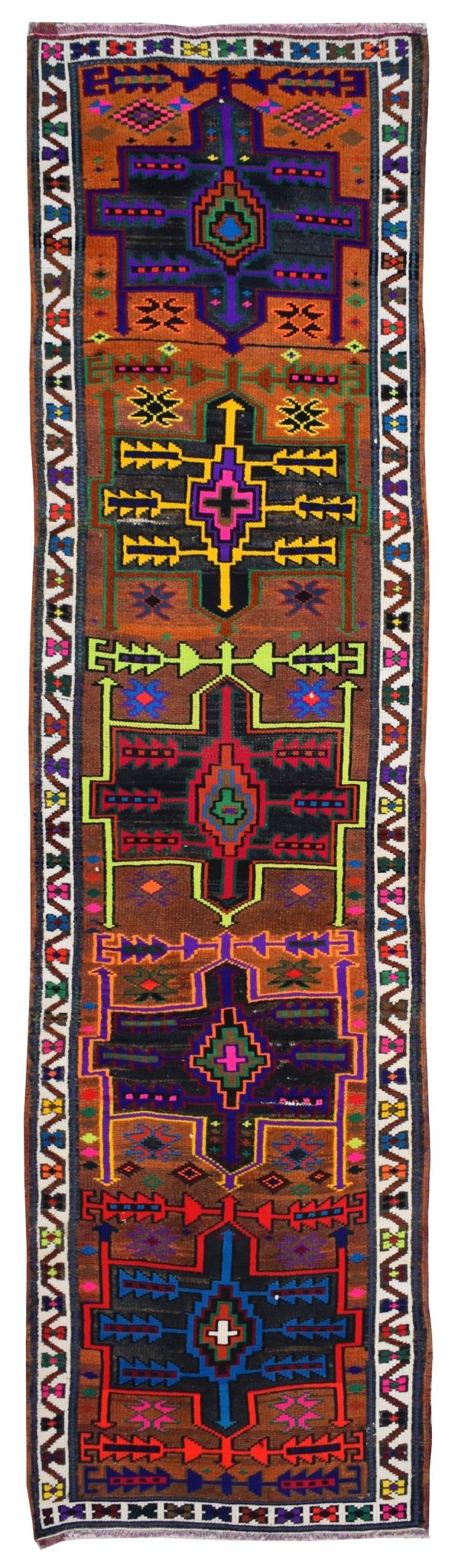 Handmade Vintage Kurdish Herki Hallway Runner | 311 x 89 cm | 10'2" x 2'9" - Najaf Rugs & Textile