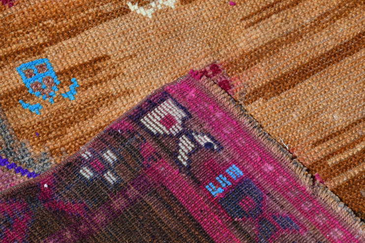 Handmade Vintage Kurdish Herki Hallway Runner | 330 x 85 cm | 10'8" x 2'7" - Najaf Rugs & Textile