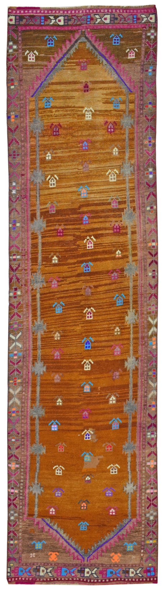 Handmade Vintage Kurdish Herki Hallway Runner | 330 x 85 cm | 10'8" x 2'7" - Najaf Rugs & Textile