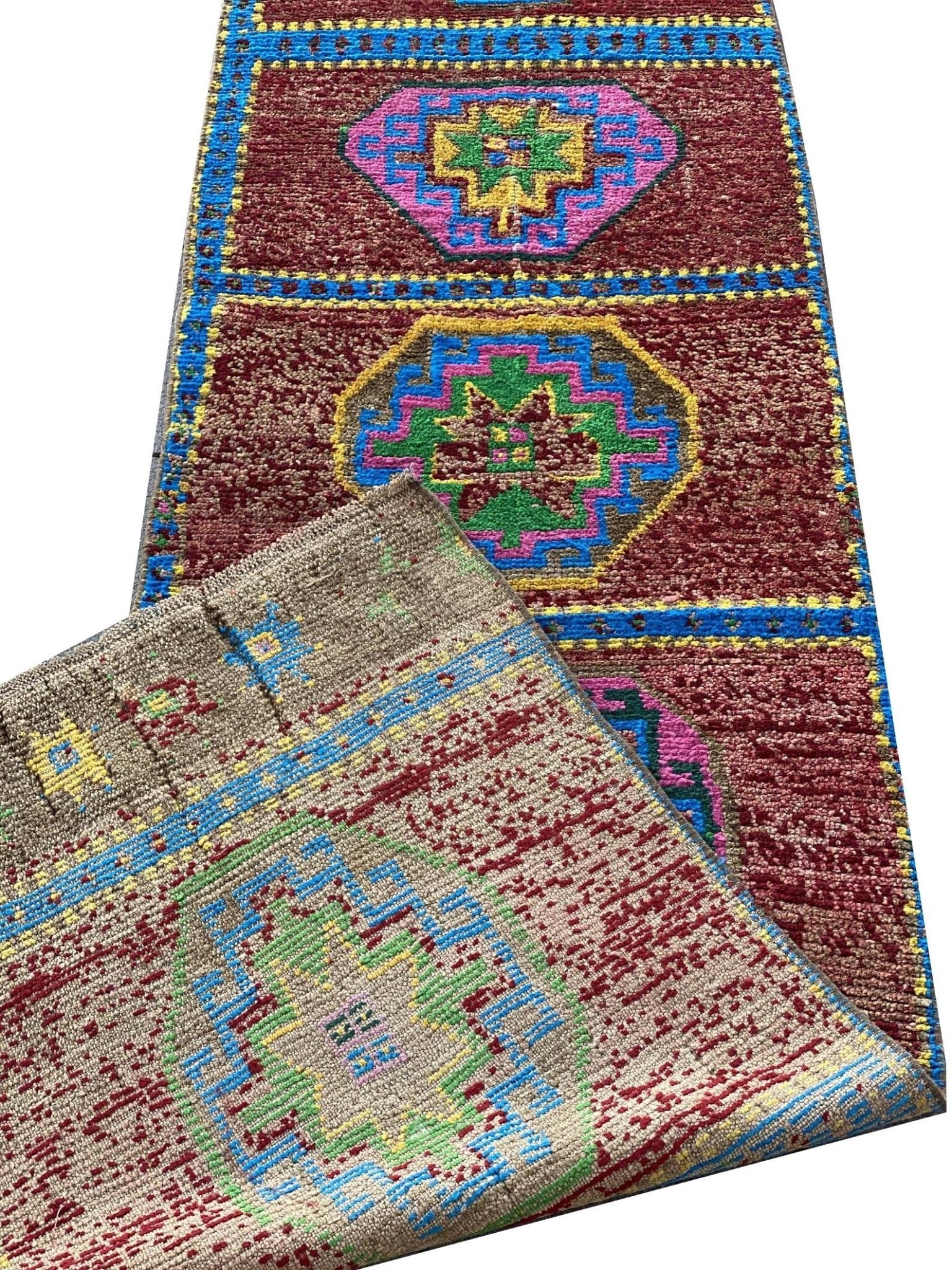 Handmade Vintage Kurdish Herki Hallway Runner | 331 x 66 cm | 10'9" x 2'2" - Najaf Rugs & Textile