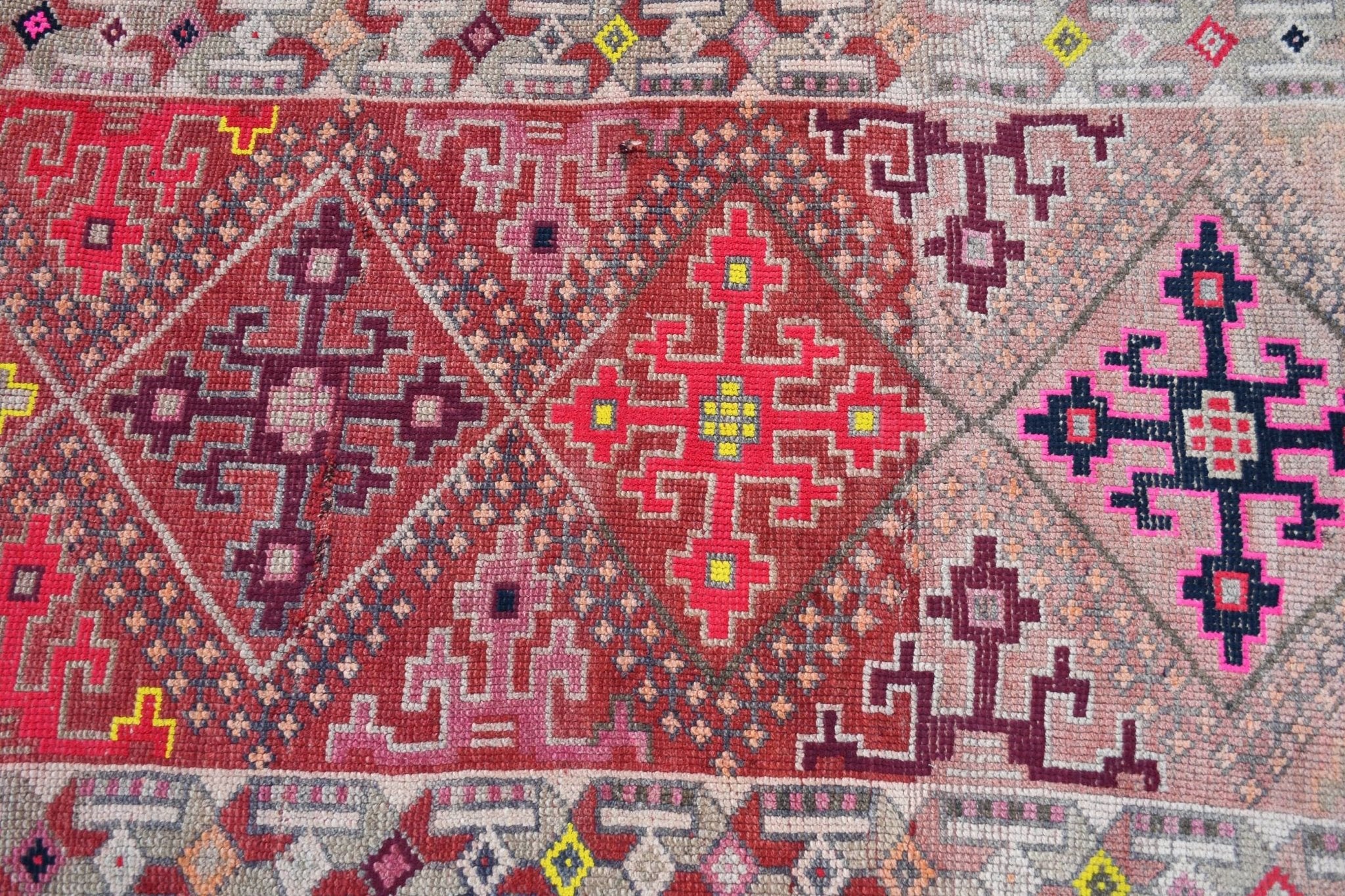 Handmade Vintage Kurdish Herki Hallway Runner | 338 x 89 cm | 11' x 2'9" - Najaf Rugs & Textile