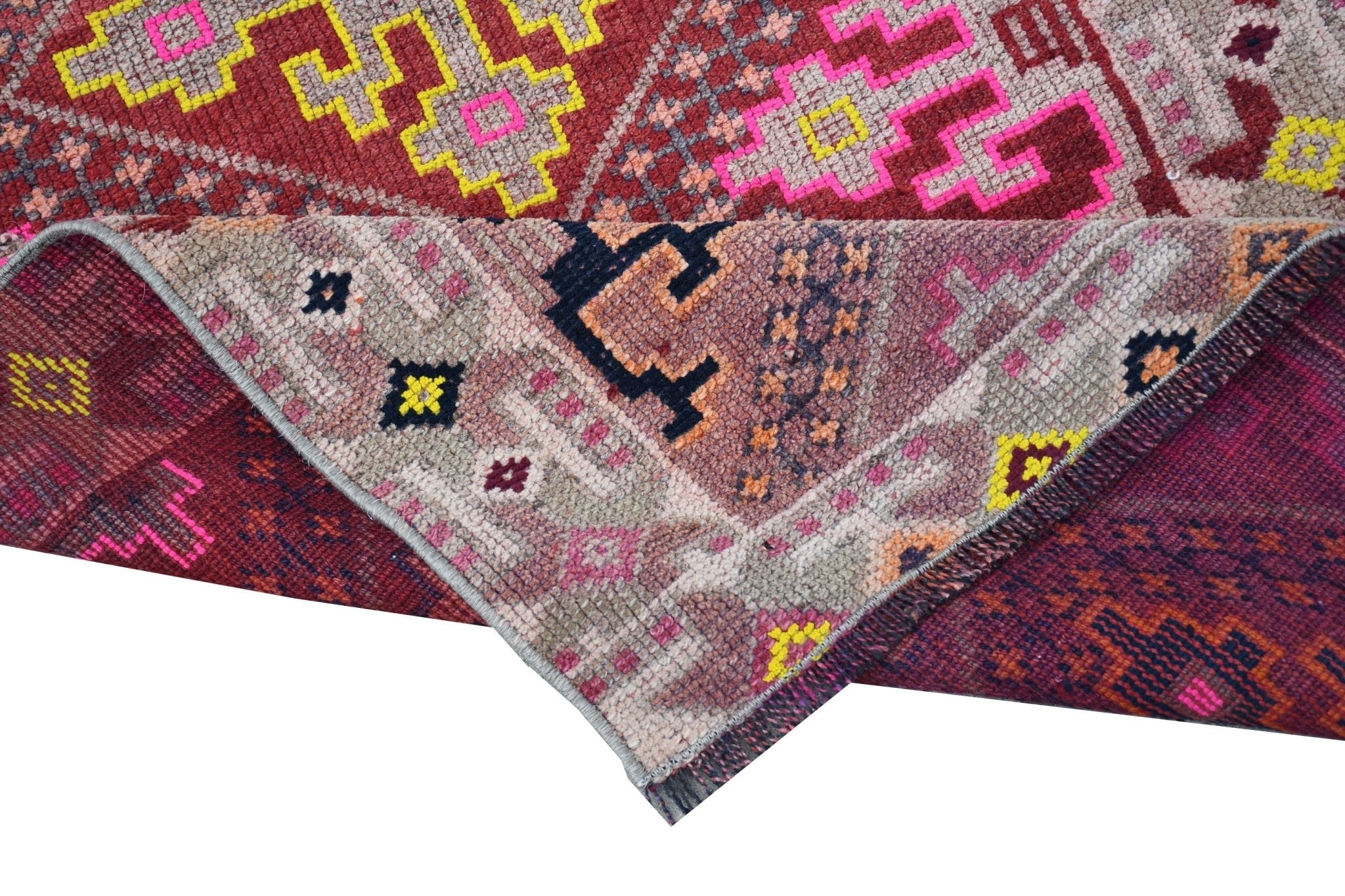 Handmade Vintage Kurdish Herki Hallway Runner | 338 x 89 cm | 11' x 2'9" - Najaf Rugs & Textile