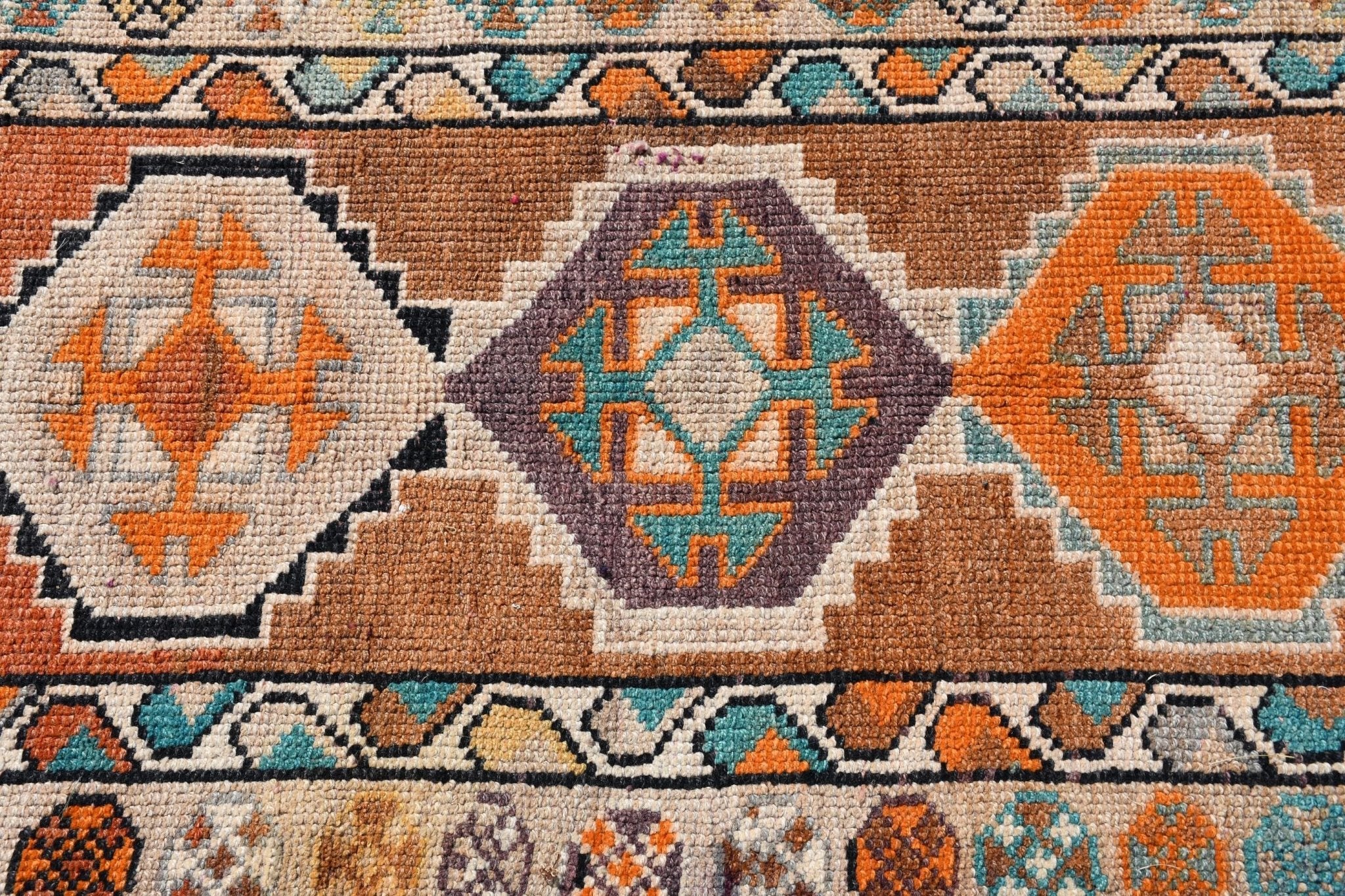 Handmade Vintage Kurdish Herki Hallway Runner | 347 x 78 cm | 11'3" x 2'5" - Najaf Rugs & Textile