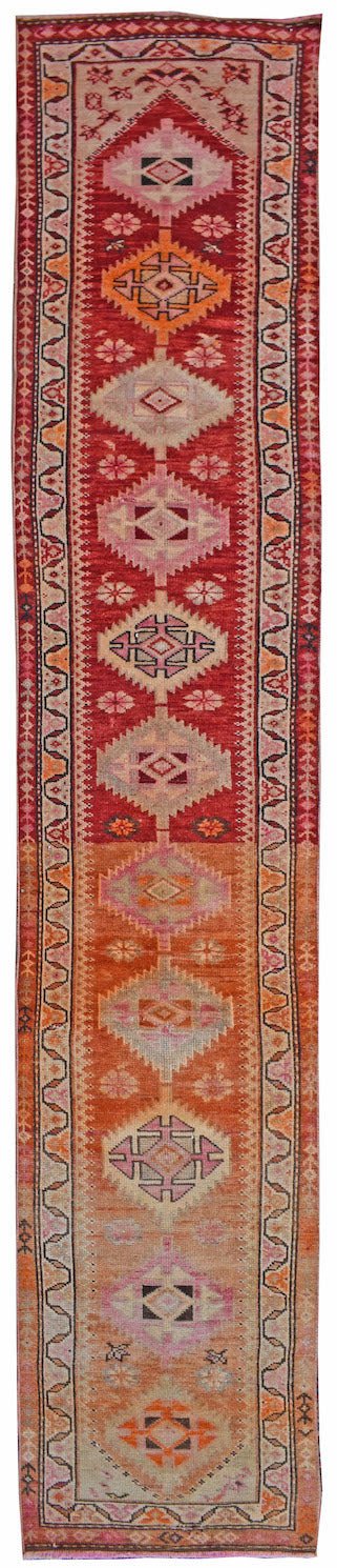 Handmade Vintage Kurdish Herki Hallway Runner | 356 x 80 cm | 11'6" x 2'6" - Najaf Rugs & Textile