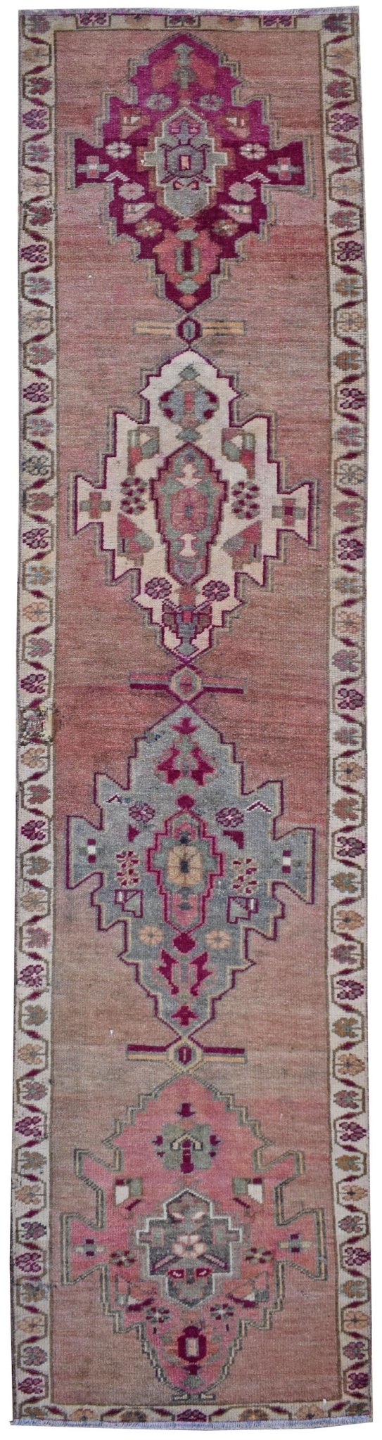 Handmade Vintage Kurdish Herki Hallway Runner | 375 x 86 cm | 12'3" x 2'8" - Najaf Rugs & Textile