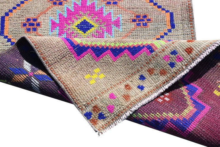 Handmade Vintage Kurdish Herki Hallway Runner | 391 x 70 cm | 12'8" x 2'2" - Najaf Rugs & Textile