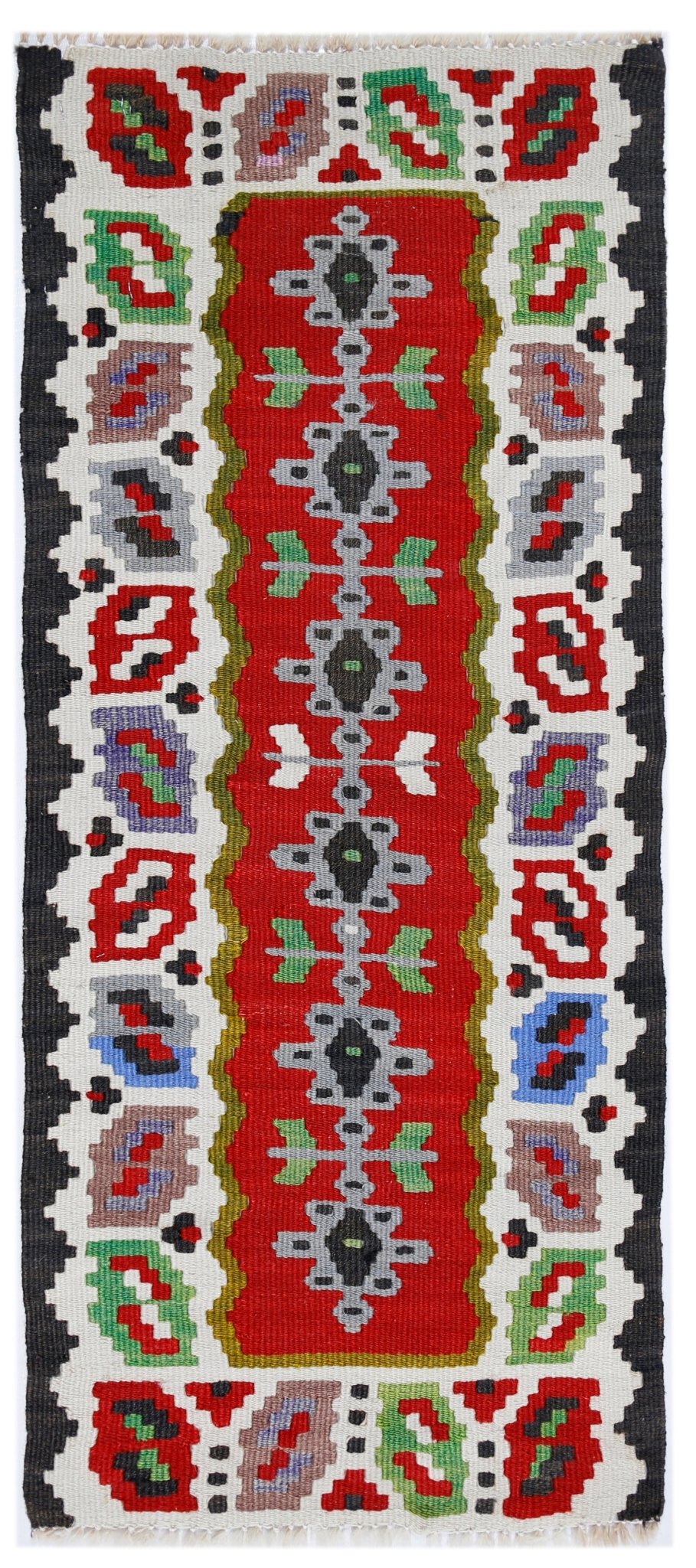 Handmade Vintage Mini Romanian Kilim | 94 x 40 cm | 3'1" x 1'4" - Najaf Rugs & Textile