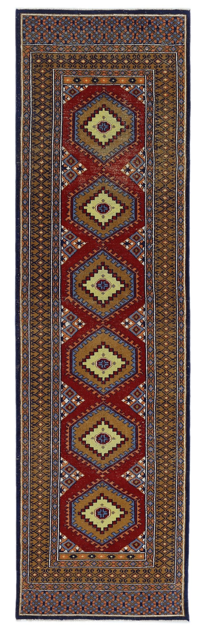 Handmade Vintage Pakistani Bokhara Hallway Runner | 333 x 90 cm | 10'11" x 2'11" - Najaf Rugs & Textile