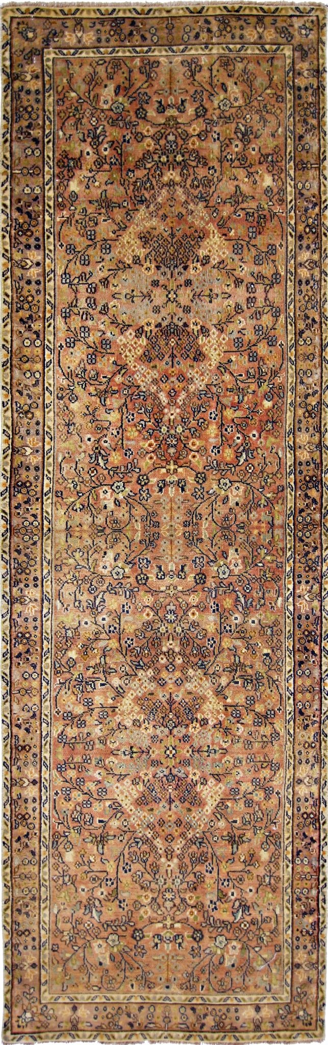 Handmade Vintage Pakistani Hallway Runner | 205 x 63 cm | 6'9" x 2'1" - Najaf Rugs & Textile