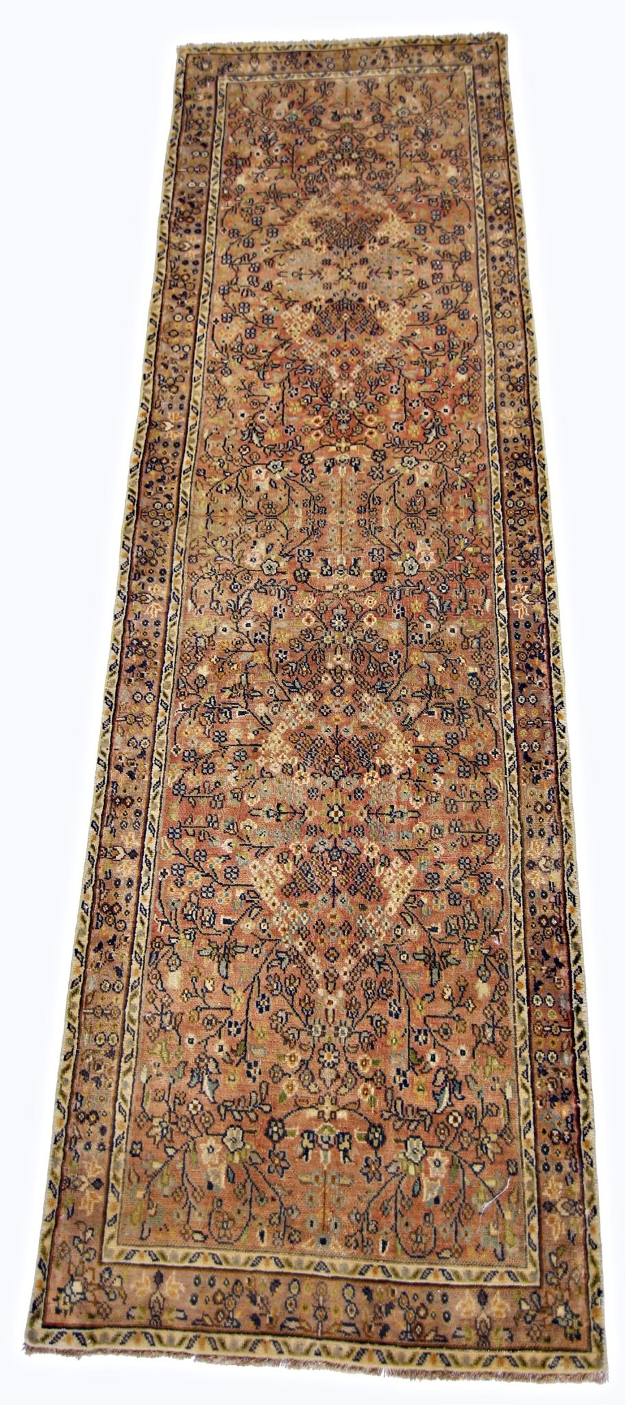 Handmade Vintage Pakistani Hallway Runner | 205 x 63 cm | 6'9" x 2'1" - Najaf Rugs & Textile