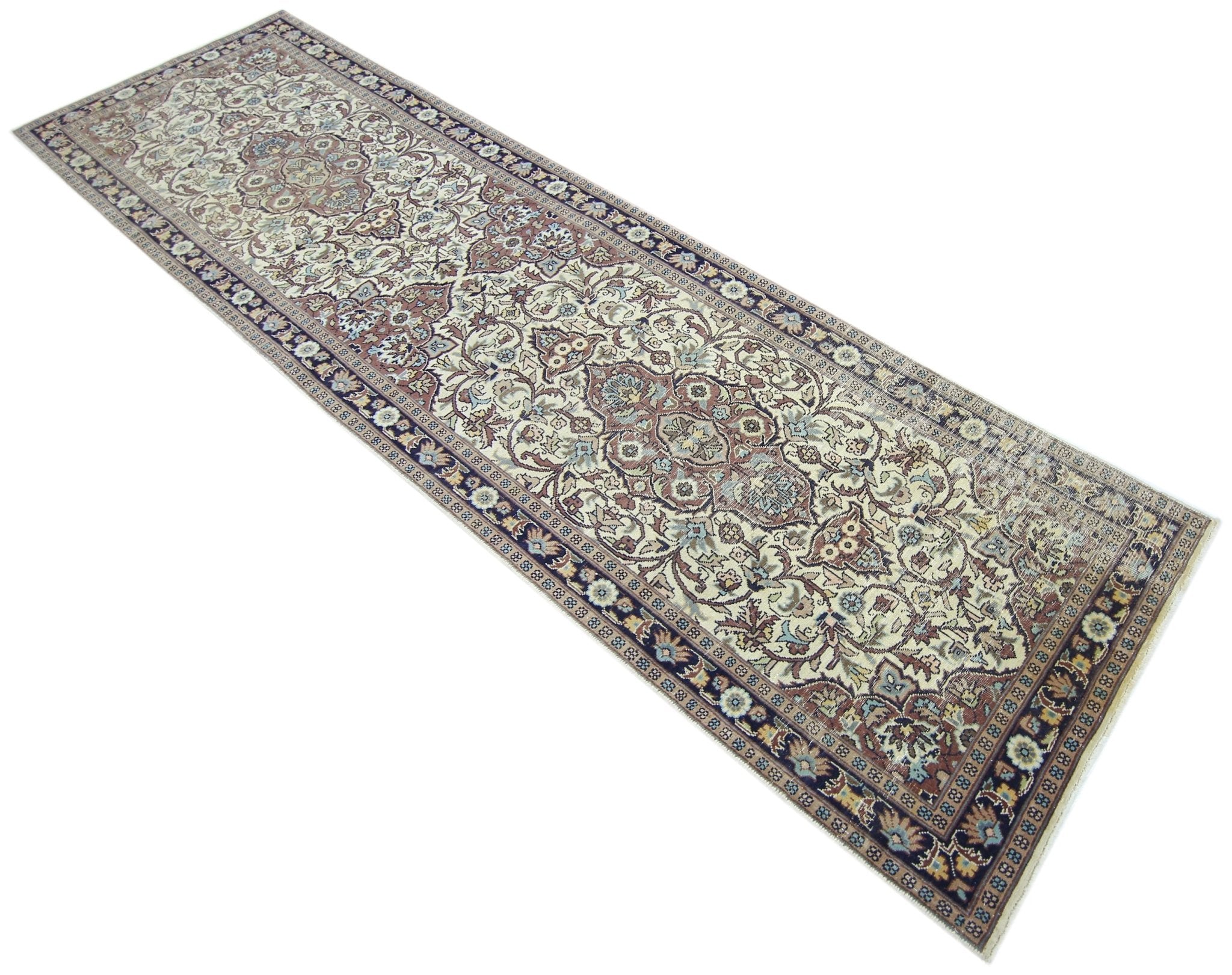 Handmade Vintage Pakistani Hallway Runner | 269 x 77 cm | 8'10" x 2'6" - Najaf Rugs & Textile