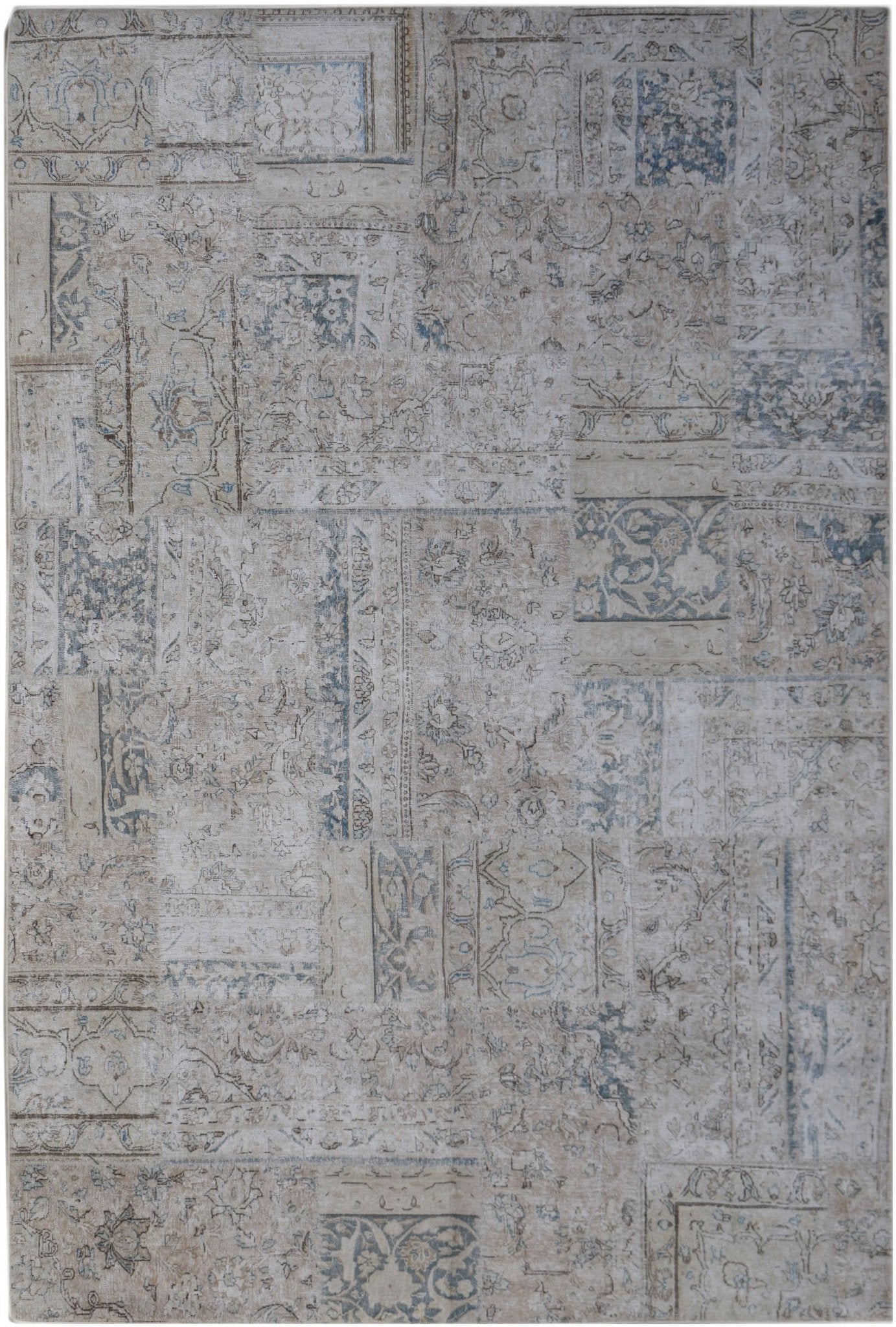 Handmade Vintage Patchwork Rug | 276 x 188 cm | 9' x 6'2" - Najaf Rugs & Textile