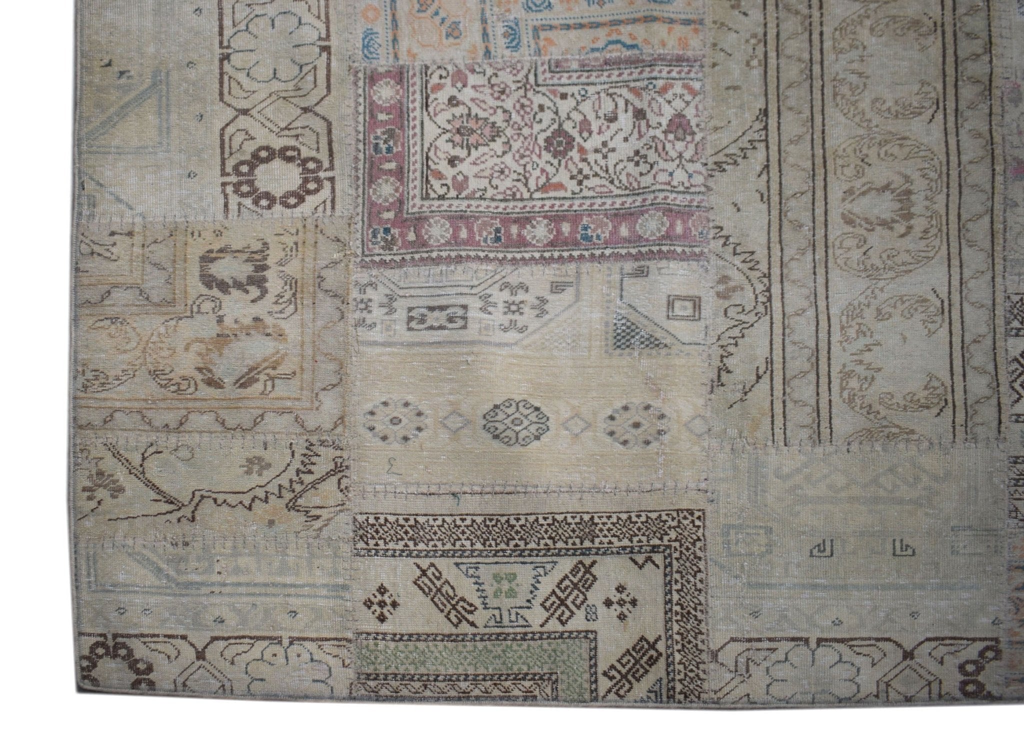 Handmade Vintage Patchwork Rug | 367 x 278 cm | 12'1" x 9'1" - Najaf Rugs & Textile