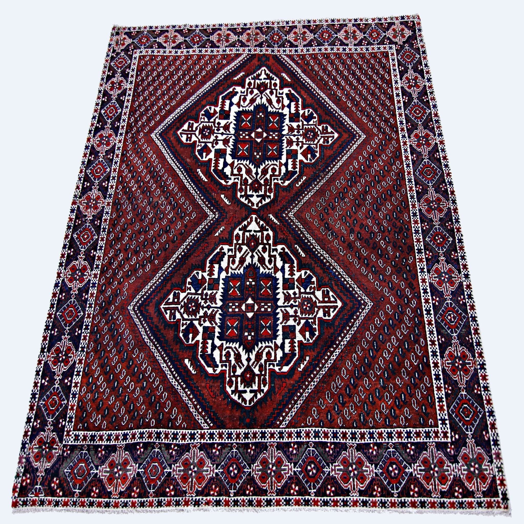 Handmade Vintage Persian Afshar Rug | 188 x 157 cm | 6'2" x 5'2" - Najaf Rugs & Textile