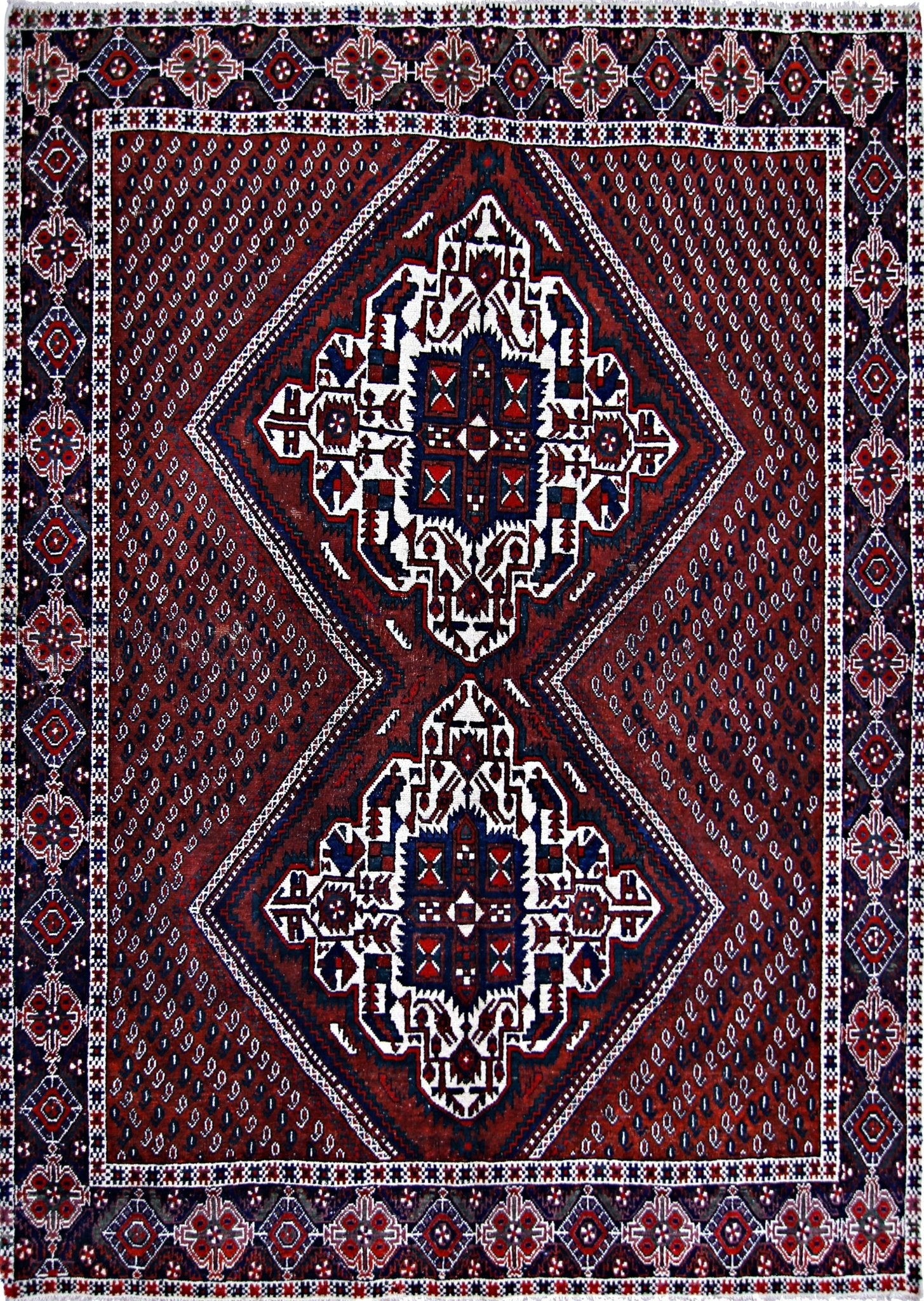 Handmade Vintage Persian Afshar Rug | 188 x 157 cm | 6'2" x 5'2" - Najaf Rugs & Textile