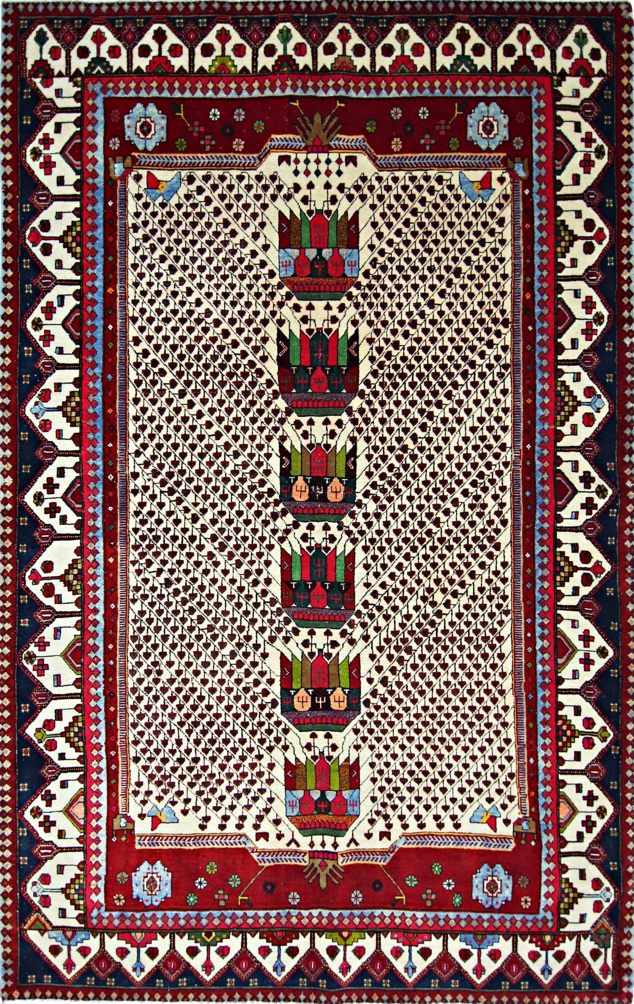 Handmade Vintage Persian Afshar Rug | 197 x 129 cm | 6'6" x 4'3" - Najaf Rugs & Textile