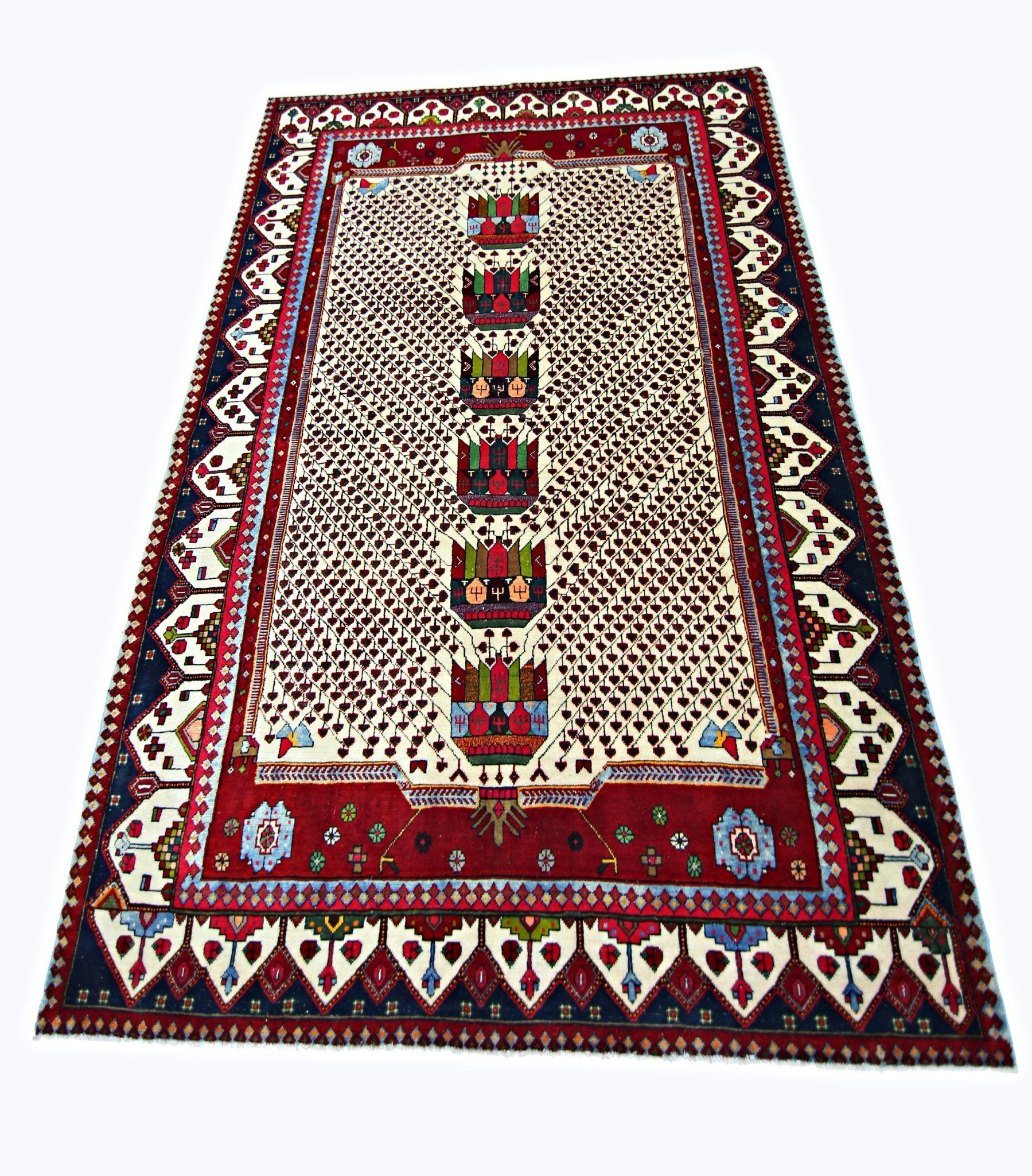 Handmade Vintage Persian Afshar Rug | 197 x 129 cm | 6'6" x 4'3" - Najaf Rugs & Textile