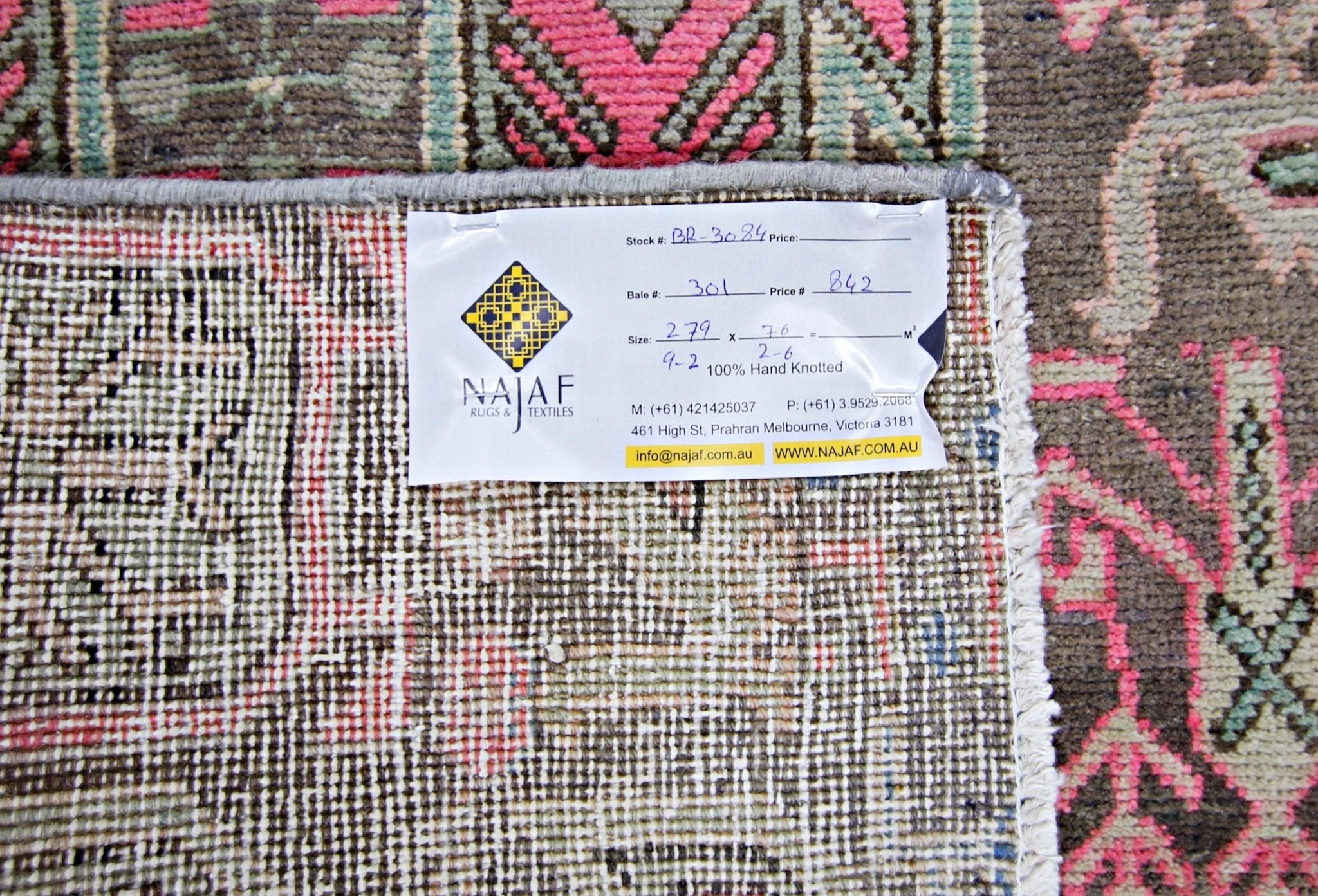 Handmade Vintage Persian Ardebil Hallway Runner | 279 x 76 cm | 9'2" x 2'6" - Najaf Rugs & Textile