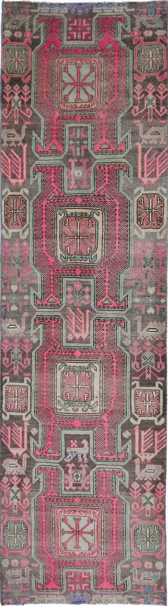 Handmade Vintage Persian Ardebil Hallway Runner | 279 x 76 cm | 9'2" x 2'6" - Najaf Rugs & Textile