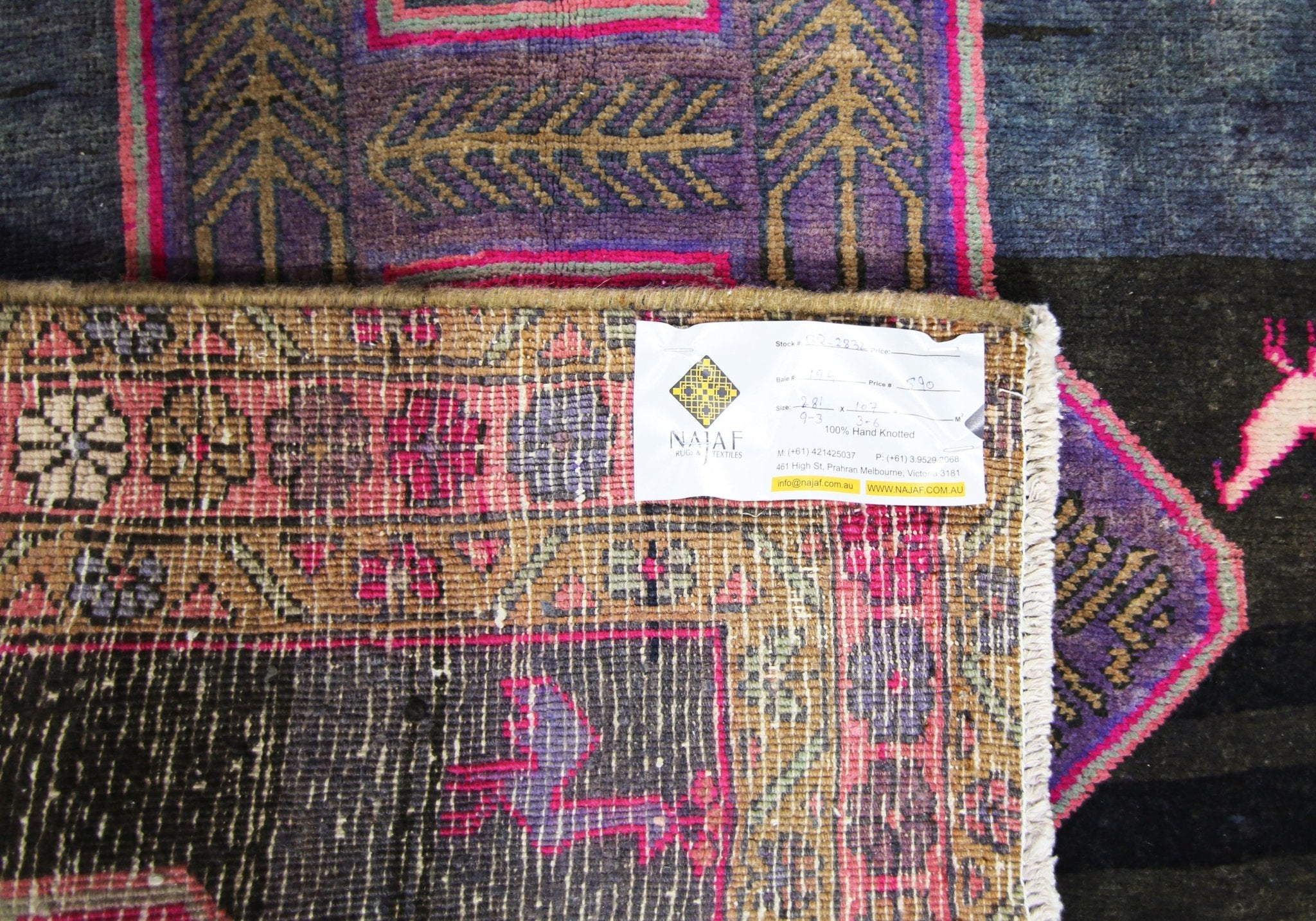 Handmade Vintage Persian Ardebil Hallway Runner | 281 x 107 cm | 9'3" x 3'6" - Najaf Rugs & Textile