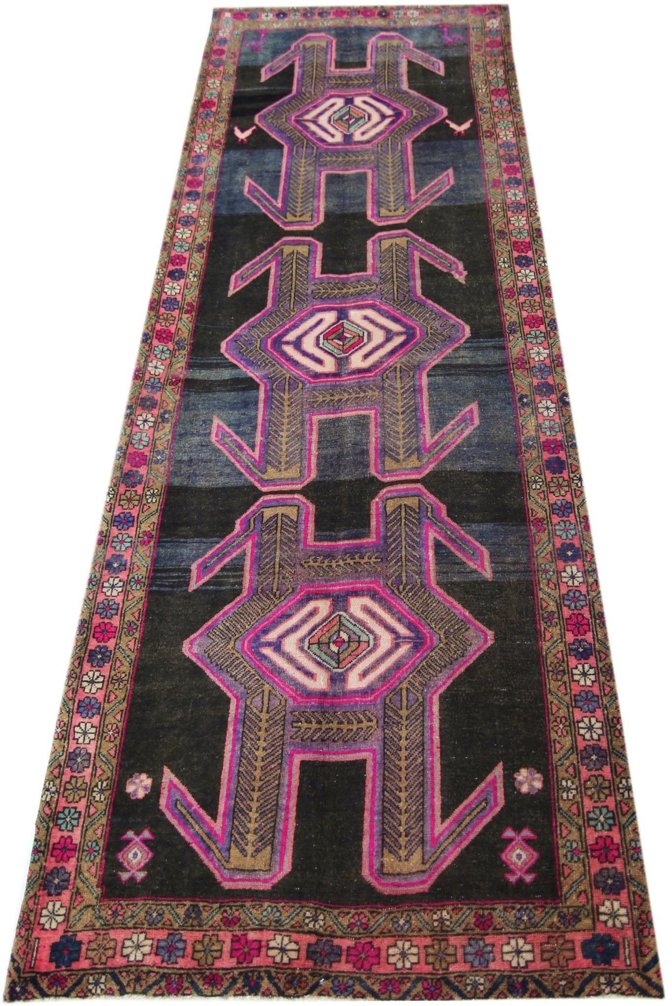 Handmade Vintage Persian Ardebil Hallway Runner | 281 x 107 cm | 9'3" x 3'6" - Najaf Rugs & Textile